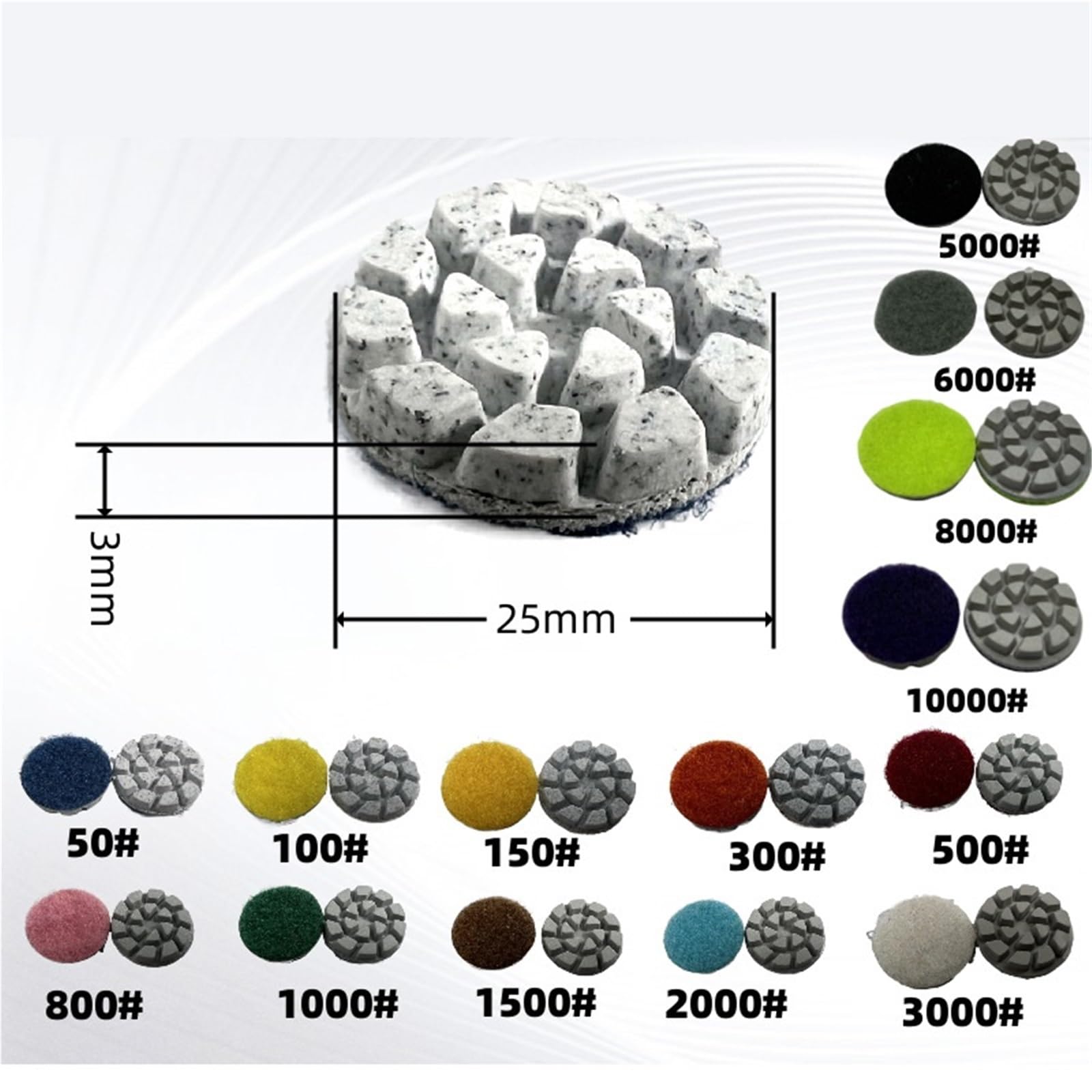 Dischi diamantati lucidatura 25 mm marmo granito pietre preziose autoadesivi resina flessibile 40pcs