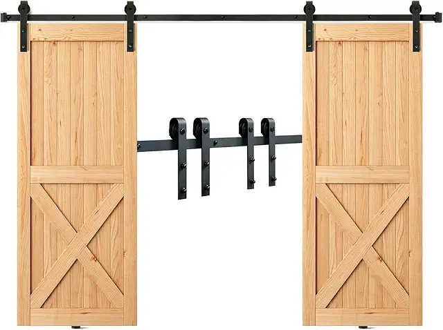 VEVOR 8FT Heavy Duty Sliding Barn Door Hardware Kit for Double Doors