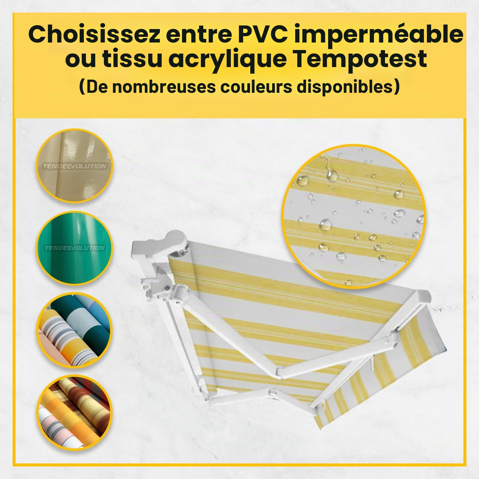 TENDEEVOLUTION Store Banne Extérieur à Banne Rétractable et Barre de Renfort carrée, Personnalisable, Motorisé ou Manuel. Store Exterieur avec Tissu Acrylique Tempotest ou PVC (L. 390 cm X P. 160 cm)