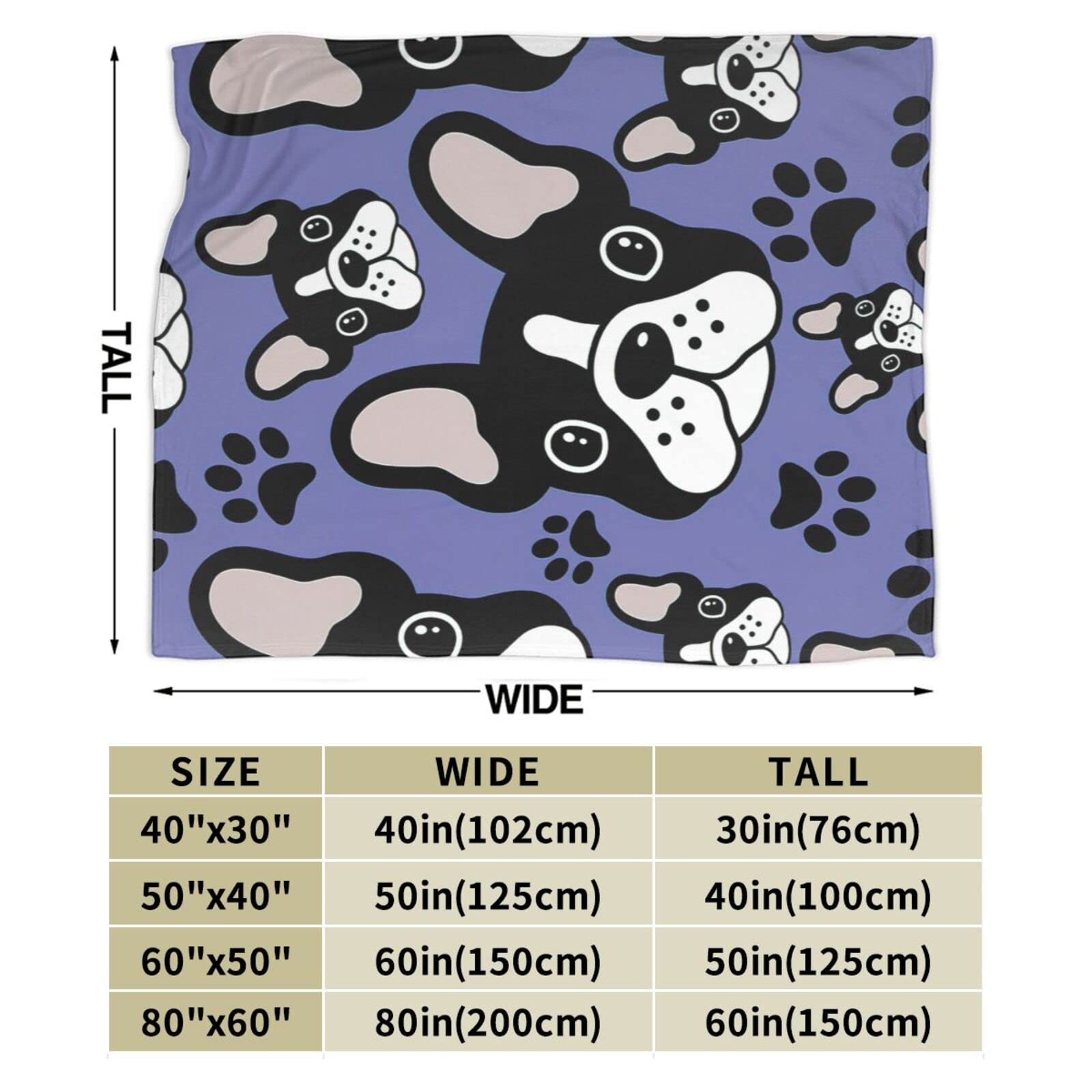 Coperta con stampa di bulldog francese, calda e morbida coperta autunnale per divano, letto, divano, viaggi e regalo, coperta in pile leggera e pelosa, coperte di flanella