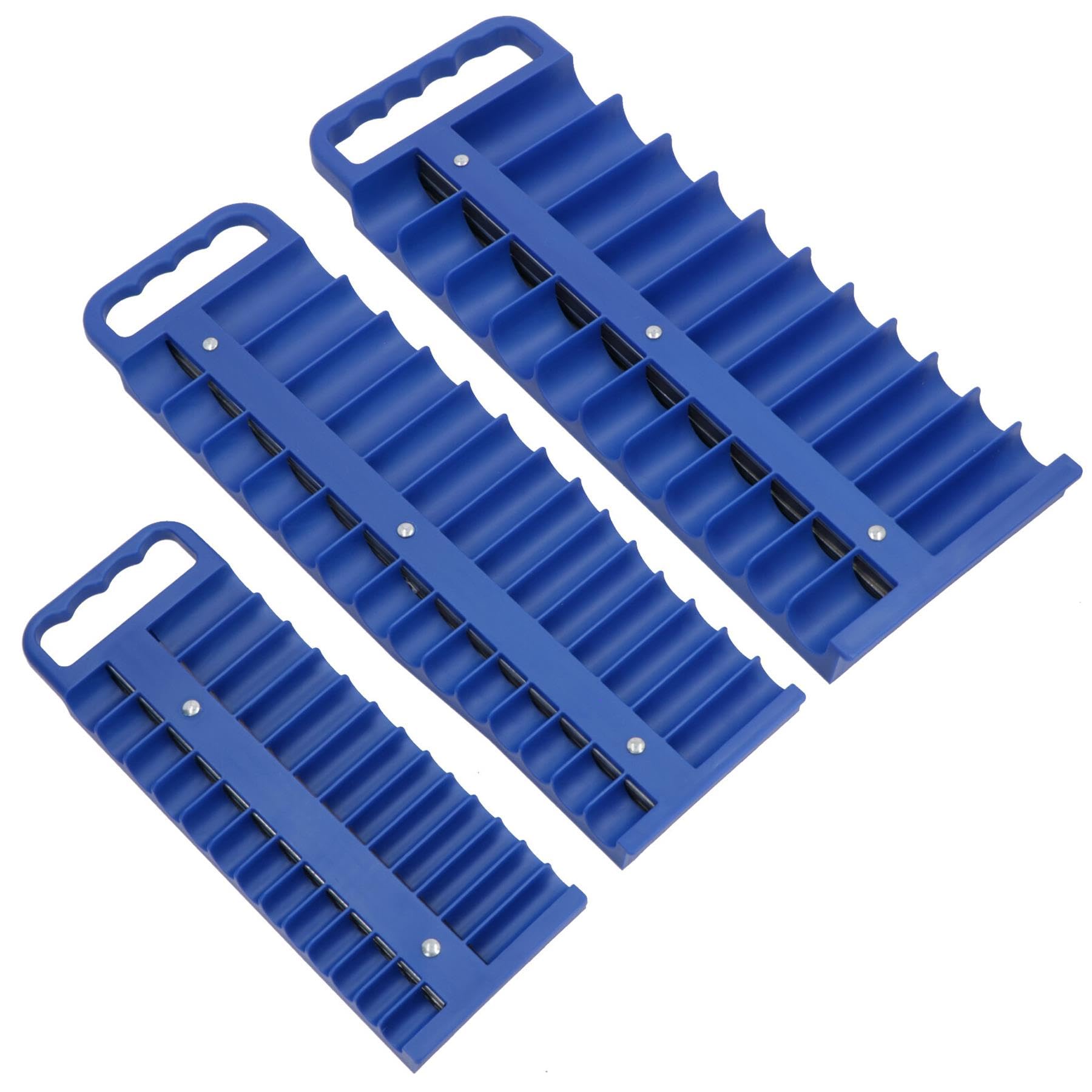 Ab Tools Magnetic Socket Holder Storage Carry Handle Mixed Drive Shallow + Deep 3Pc