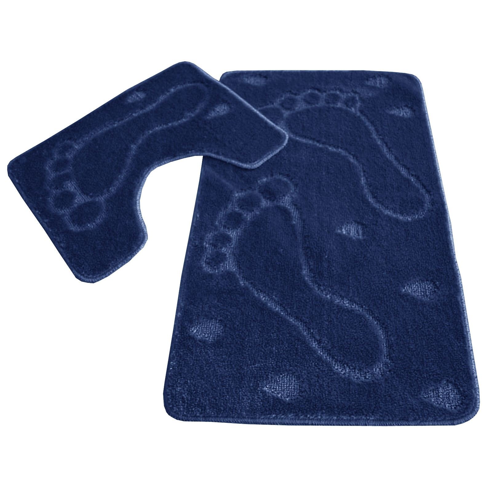 Other 2 PIECE BATH MAT PEDESTAL RUG SET WASHABLE TOILET ROOM SHOWER WATER ABSORBENTS[Navy,]