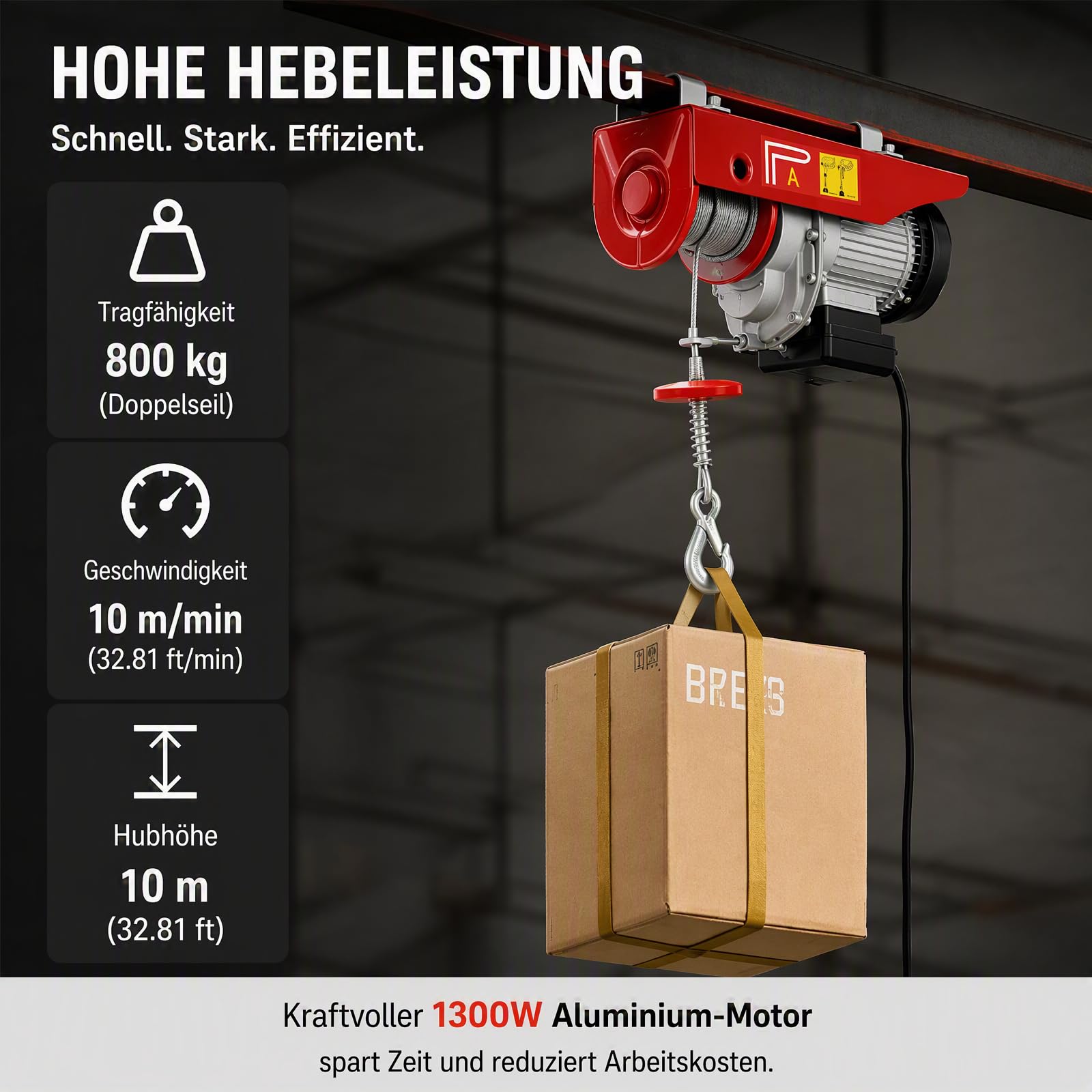 Aluminium Seilwinde Elektrisch Wetterfest 230V Schutzart IP40