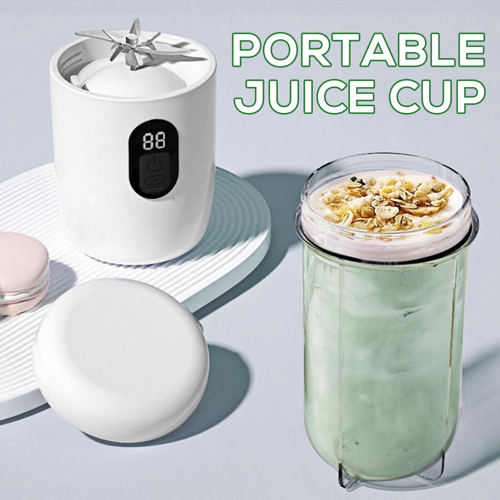 BORDEAG Tragbarer Mixer, 500ml Mini Standmixer, Aufladung Smoothie Maker To Go mit Reise-Deckel, 6 Rostfreie Klingen für Küche, Reise, Büro, Fitness