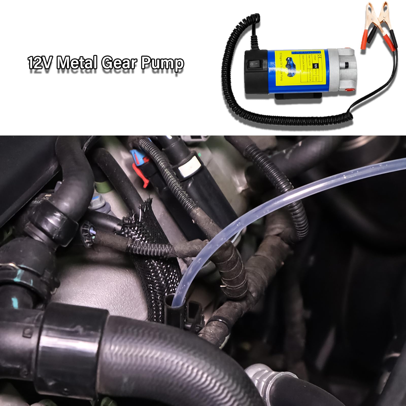 12V 100W Ölabsaugpumpe, Tragbarer Motor, Geräuscharm, Selbstansaugender Motor, Elektrisch Diesel für Auto, Motorrad und Boot, Ölwechselpumpe