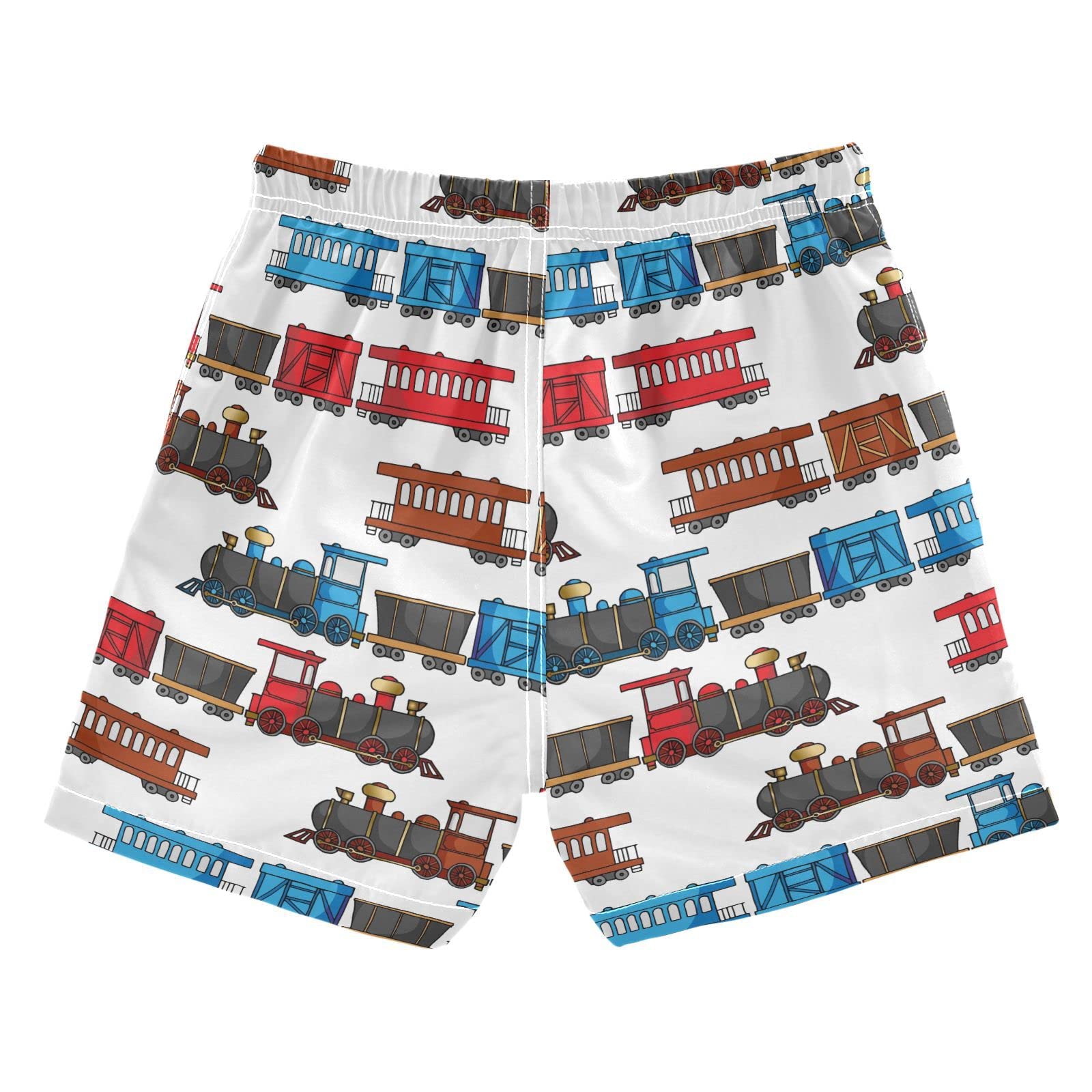 Selerdon Cartoon Trains Boys Swim Trunks Toddler Boy Swim Board Shorts Swimwear Kids Beach Swimsuit Bathing Suits Multi