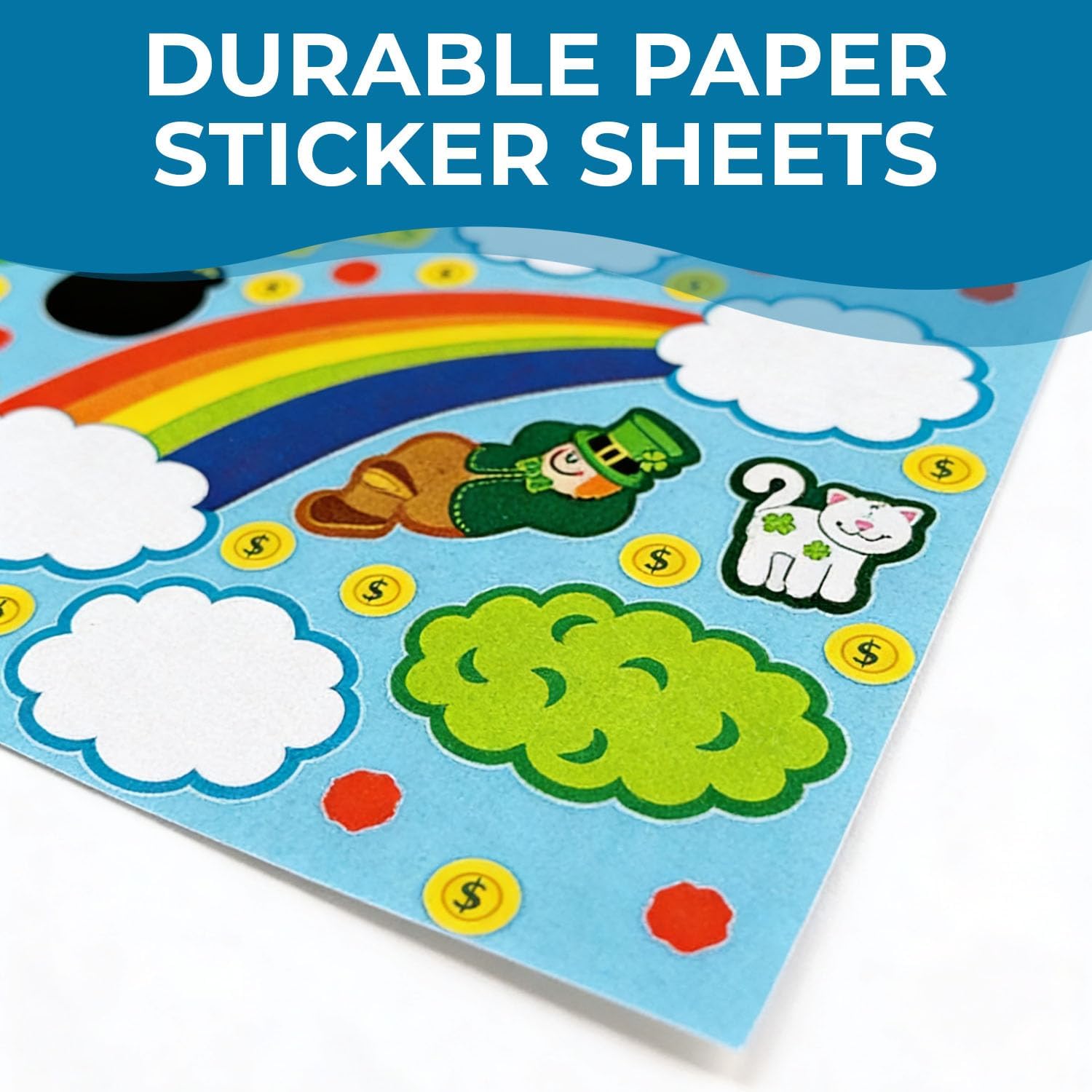 Shamrock-Shaped St. Patrick’s Day Sticker Scenes – 12 Pieces, 11" – Leprechaun, Rainbow & Pot of Gold Designs for Kids’ Crafts, Classroom Activities & March Celebrations