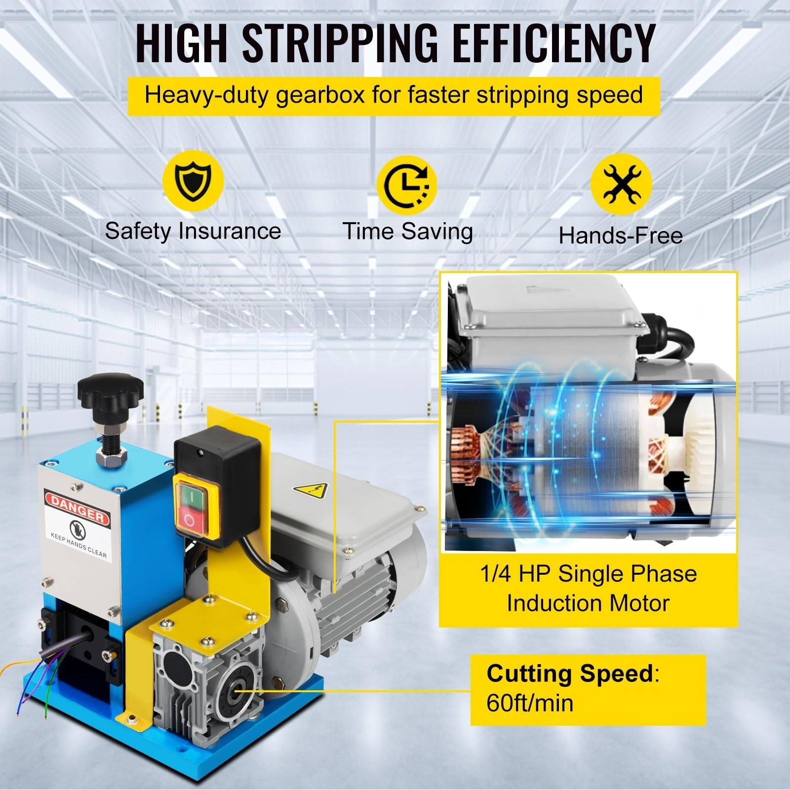 Pelacables eléctrico portátil, máquina automática for alicates pelacables con un diámetro de 1,52-24,9mm Funcionamiento Estable