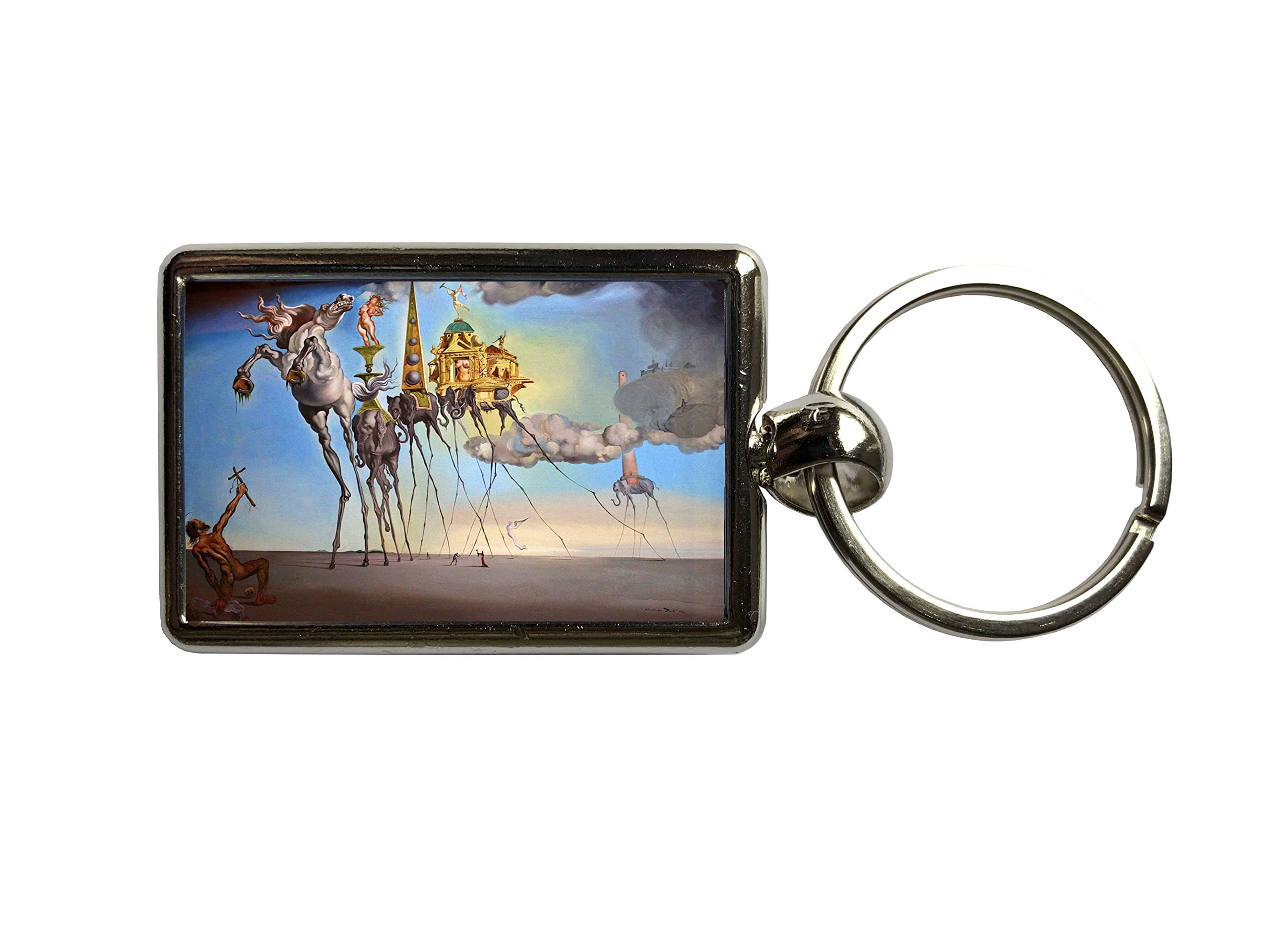 Super Universe Unisex Silver Salvador Dali Temptation Of St Anthony Classic Painting Metal Keyring 3 X 4.5 Cm