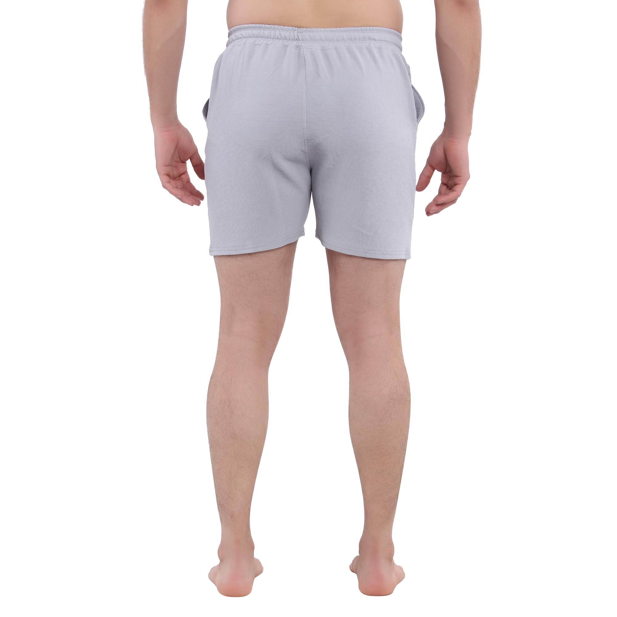 GTWO Men Athleisure Smart Tech Knit Shorts - Easy Stain Release, Anti Stat, Ultra Soft Fully Elastic Summer Half Pent for Boys Pack of 2 (L, Grey and Red) 4