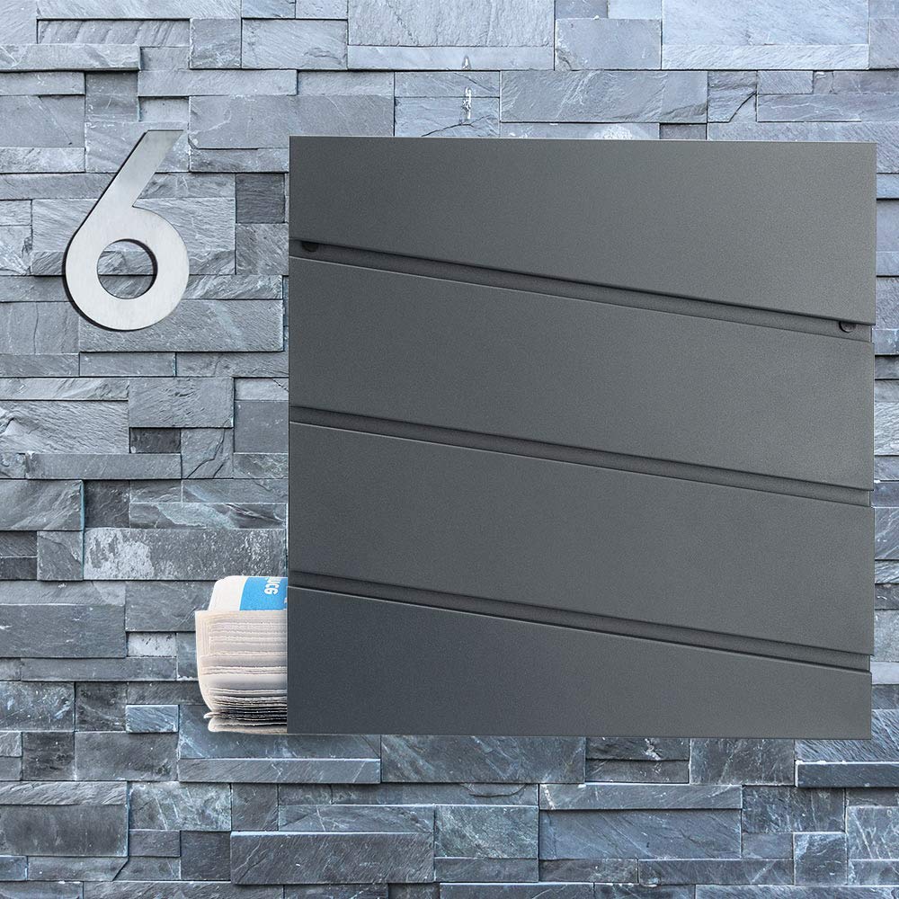 MONZANA® Buzón de Correos Exterior de Acero Individual Pared Portaperiódicos Montaje Fácil Antracita