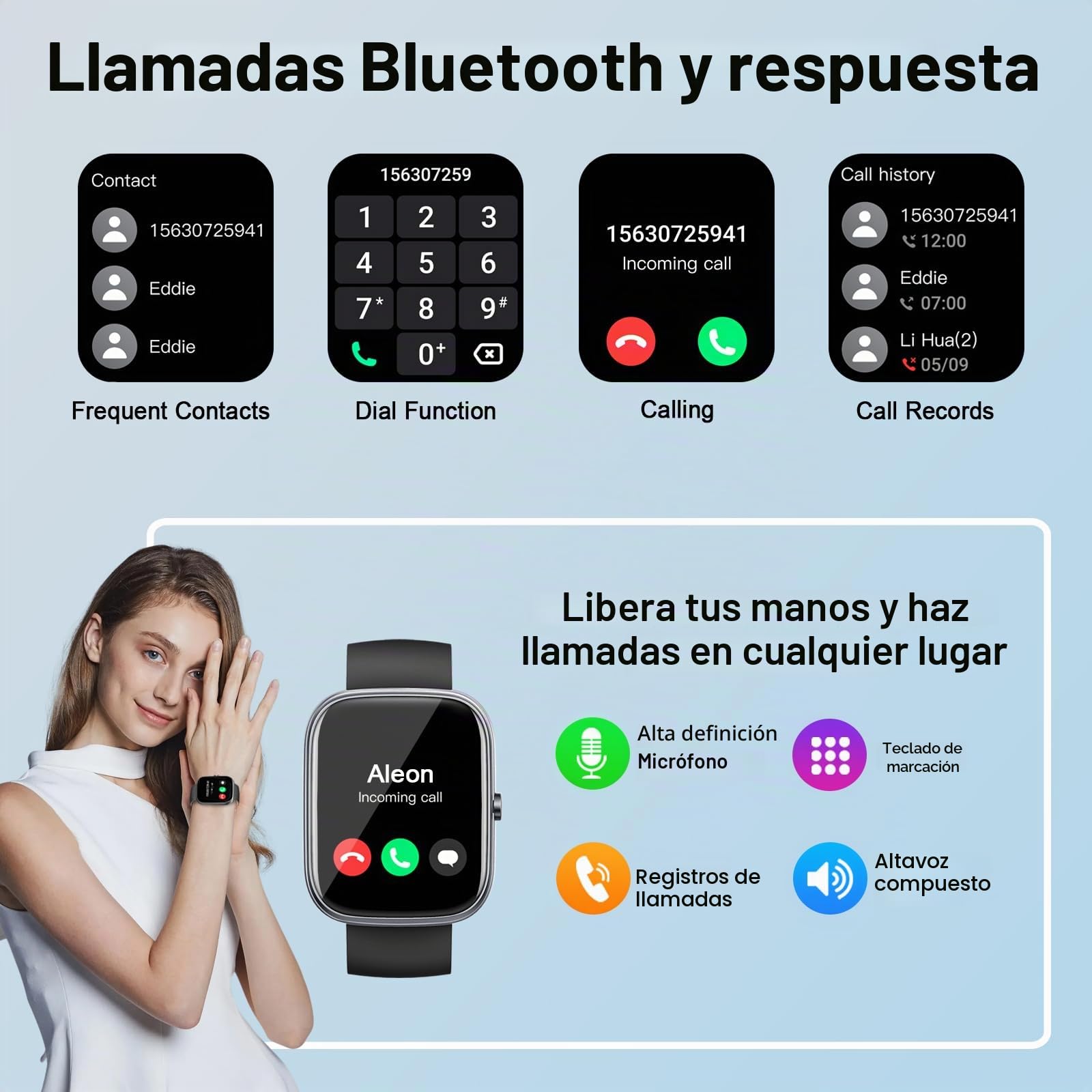 Reloj Inteligente Hombre Mujer, 1.91" HD Smartwatch con Llamadas Bluetooth, Pulsómetro/Monitor de Sueño/Podómetro, 110+ Modos Deportivo Pulsera Actividad, Impermeable IP68 Smart Watch para iOS Android