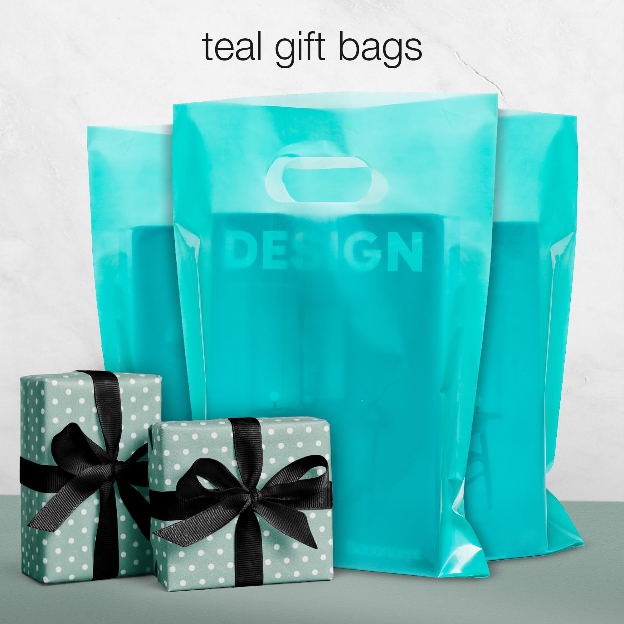 Choice Marts 100 Teal Bags for Small Business 9"x12" Perfect For Merchandise And Retail Extra Thick 1.5Mil Glossy Thank You Bags With Handles