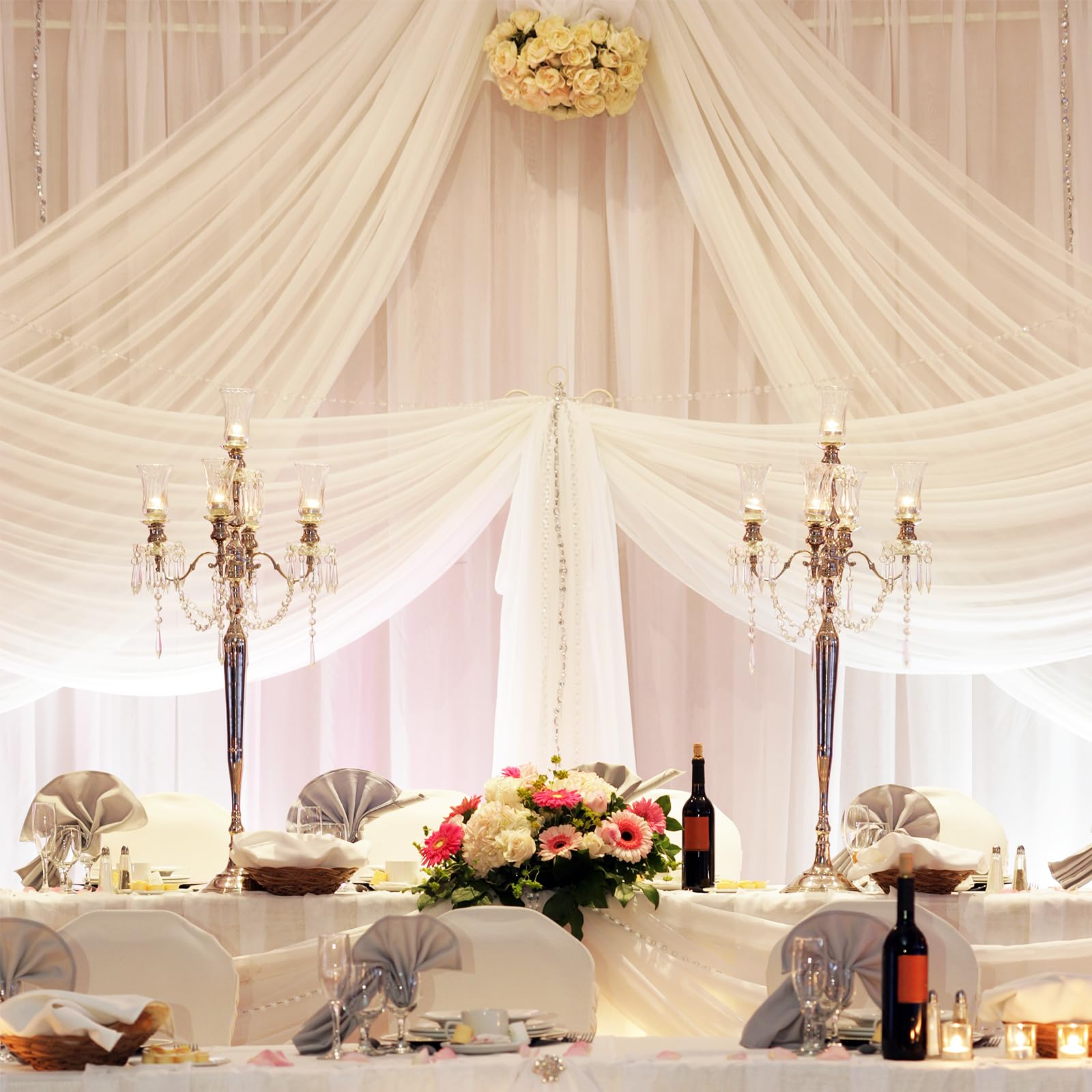 Arco per matrimonio rosso in tessuto chiffon, tenda da esterno in chiffon trasparente da 29 pollici x 18 piedi per decorazione di cerimonie nuziali, feste di compleanno - Italia