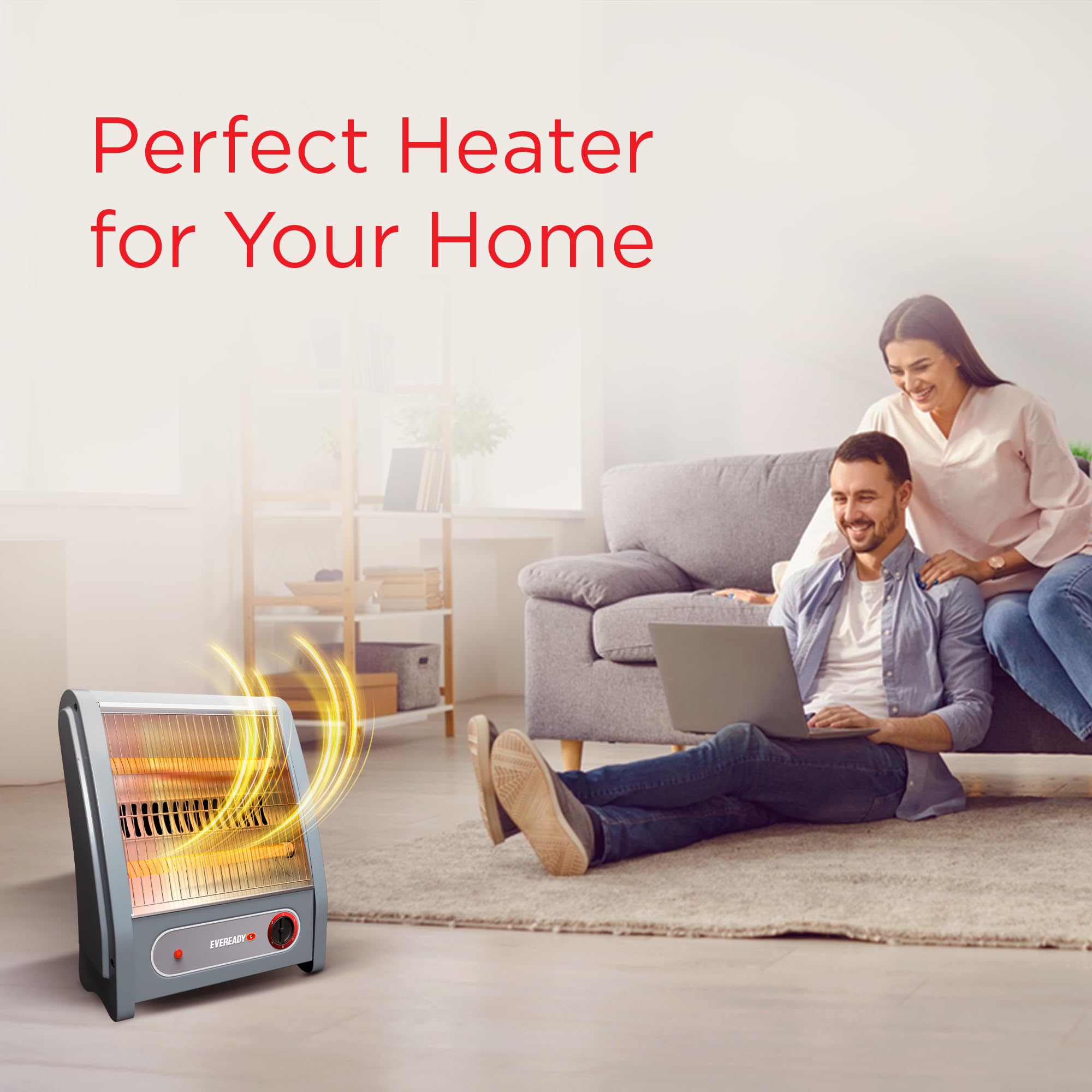 Eveready Pyrowarm 800W Quartz Room Heater with Dual Heating Elements, Tip-Over Protection, Fast Heating for Home & Office 4