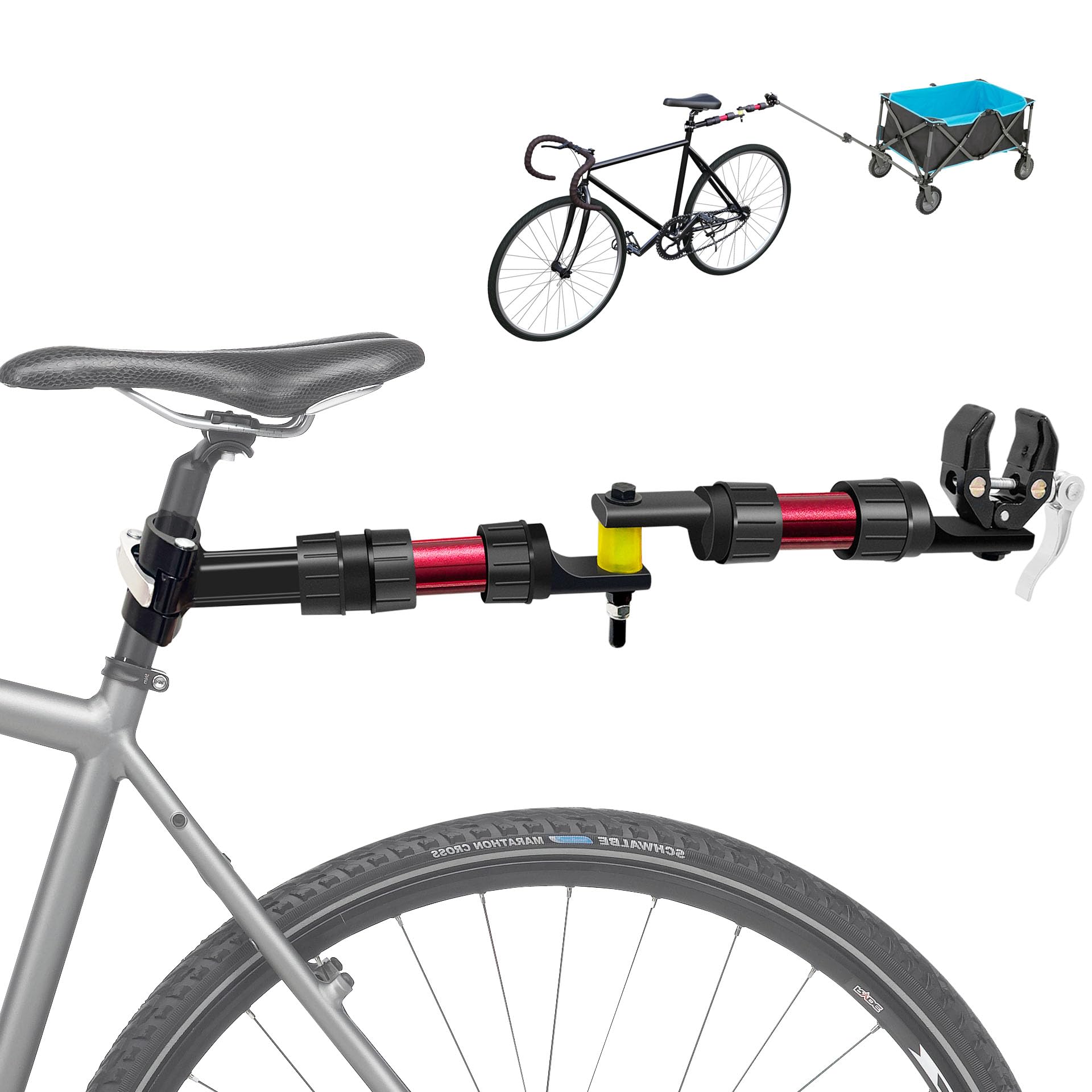 Mimoke Adaptador de remolque de bicicleta – Diseño modular de nailon, sistema de amortiguación y dirección, adecuado para bicicletas con diámetro de tubo de asiento de 27 – 32 mm