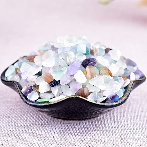 Miniatura 8 de Chips de cristal de fluorita pulido, 200 unidades, 0.3 pulgadas, 10 onzas, piedras de cristal de mar trituradas, piedras curativas de cristal de