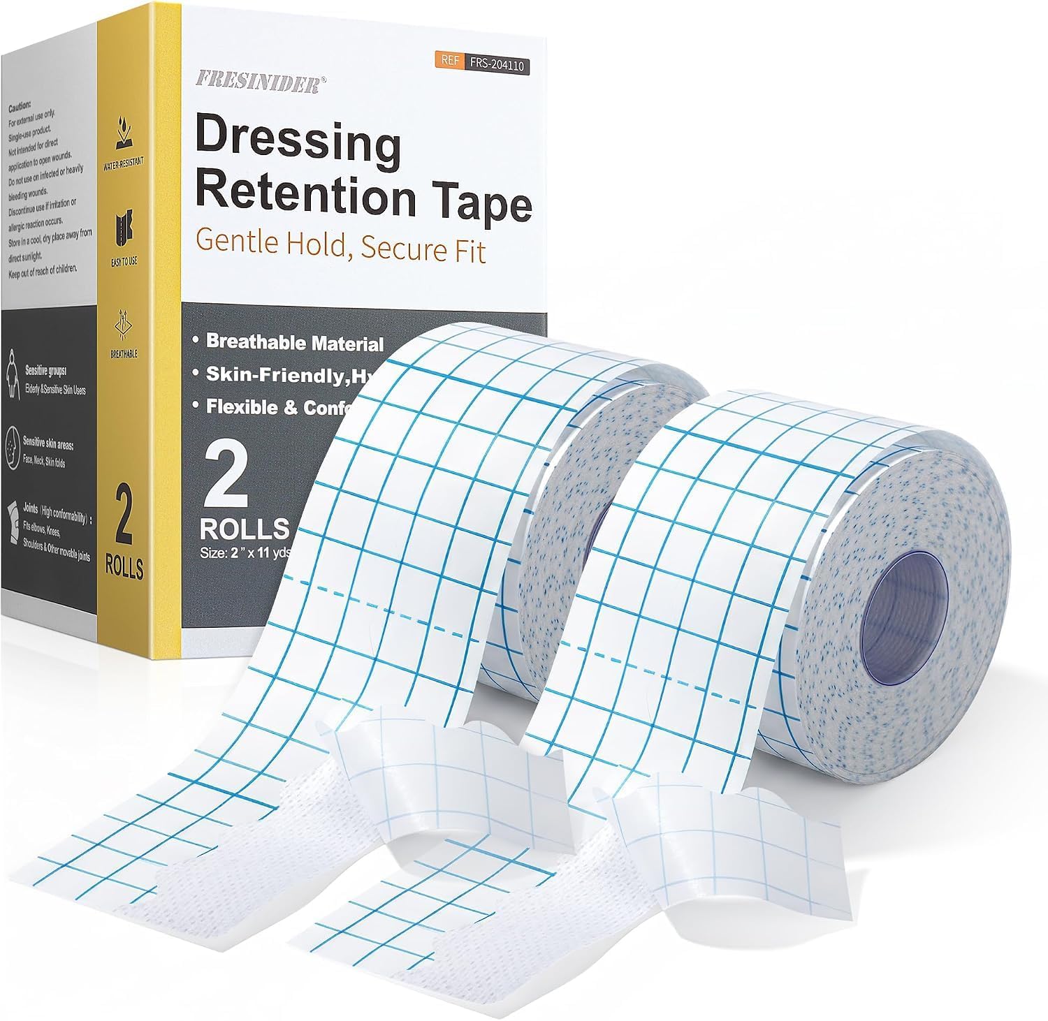 FRESINIDER Dressing Retention Tape, 1 Roll 4” x 11 Yards, Non-Woven Retention Tape for Securing Dressings, Gauze Pads & Bandages, Breathable, Gentle Adhesion, Latex Free