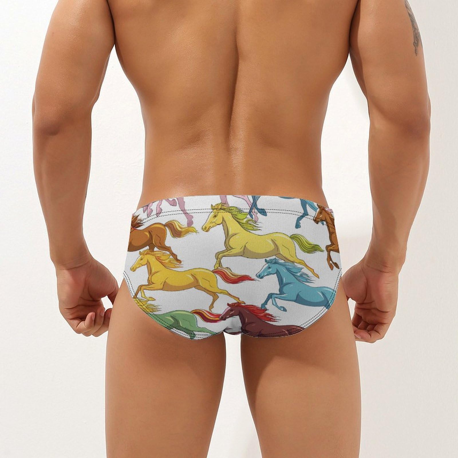 Horses Run Wild Mens Swim Briefs Quick Dry Swim Trunk Bikini Underwear Swimsuit S