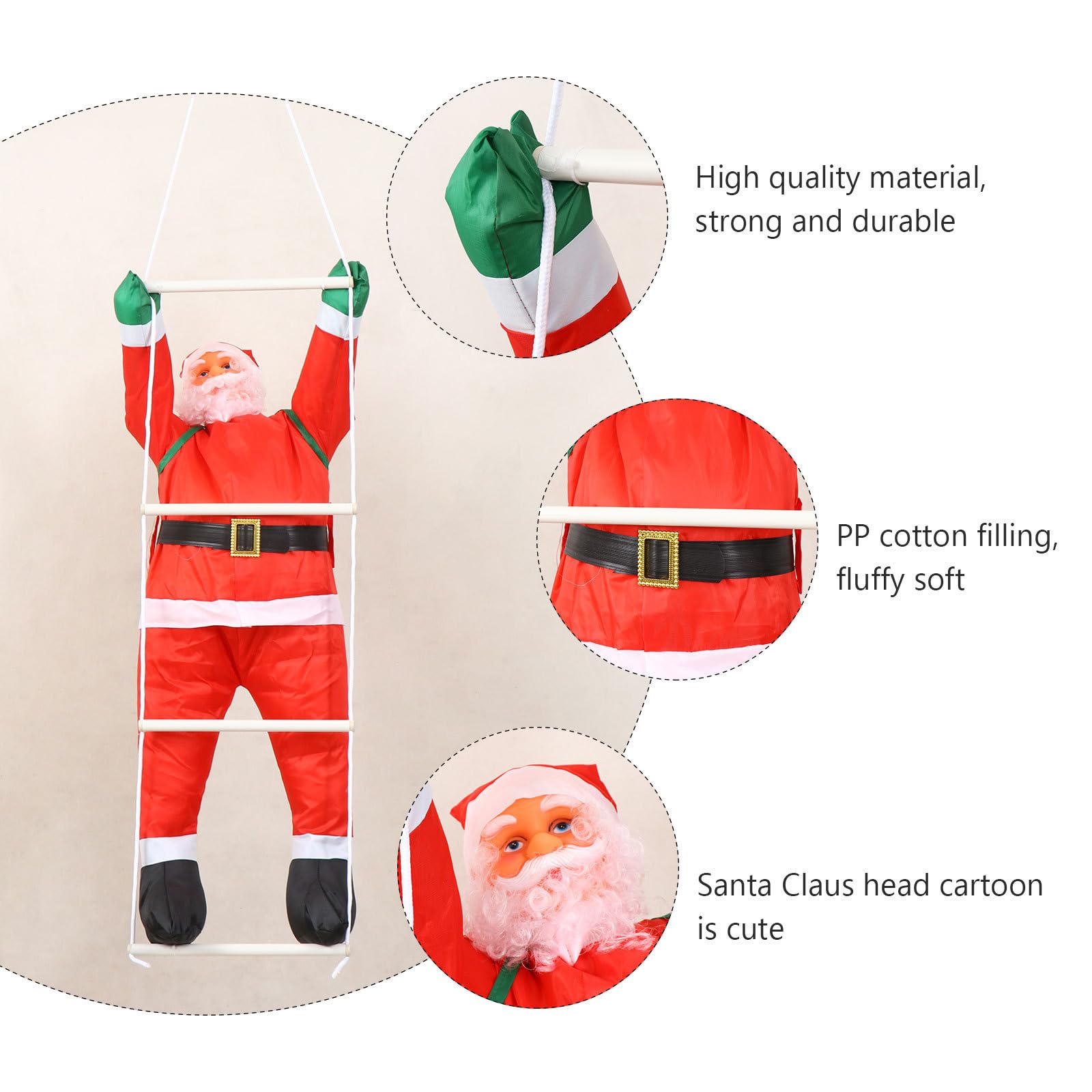 Colgante Navideño de Papá Noel para Decoración de Escalera Tela Oxford y Algodón PP, Accesorio Divertido para Fiesta y Ambiente Navideño Clásico