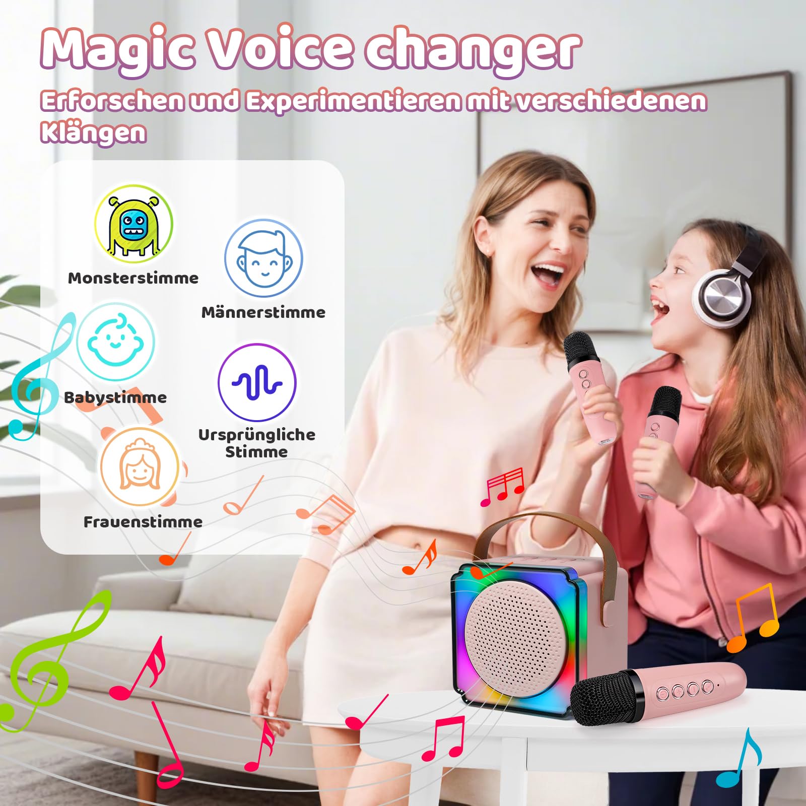 Osikay Geschenk Mädchen 4 5 6 7 8 Jahre: Karaoke Maschine Spielzeug ab 3-12 Jahre Mädchen Geschenke 6-7-8-9-10-11 Jahre Bluetooth Mikrofon Geburtstagsgeschenk für Kinder Spielzeug 4-6 Jahre