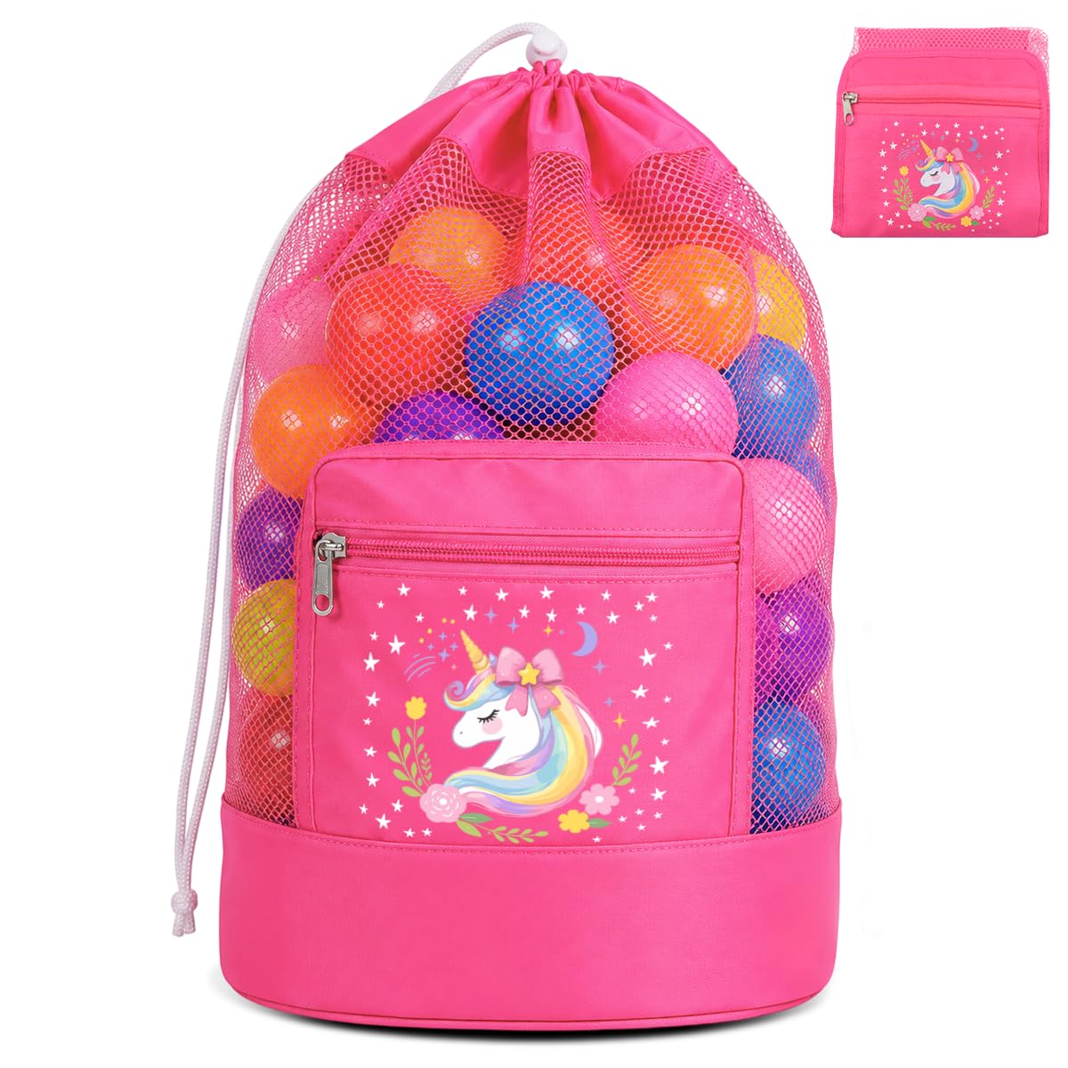 Borsa Giochi Mare, Zaino Rete Spiaggia, Borsa per Giochi da Spiaggia, Borsa a Rete per Piscina, Ideale per Vacanze in Famiglia, Piscina, Picnic in Spiaggia (Rosa)