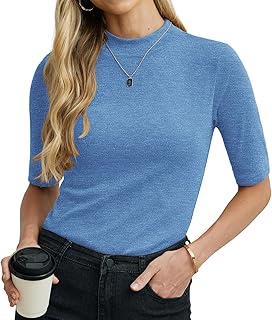 Womens Tops Summer Short Sleeve Shirts Business Dressy Casual Pullover Tops for Women 2025 Trendy