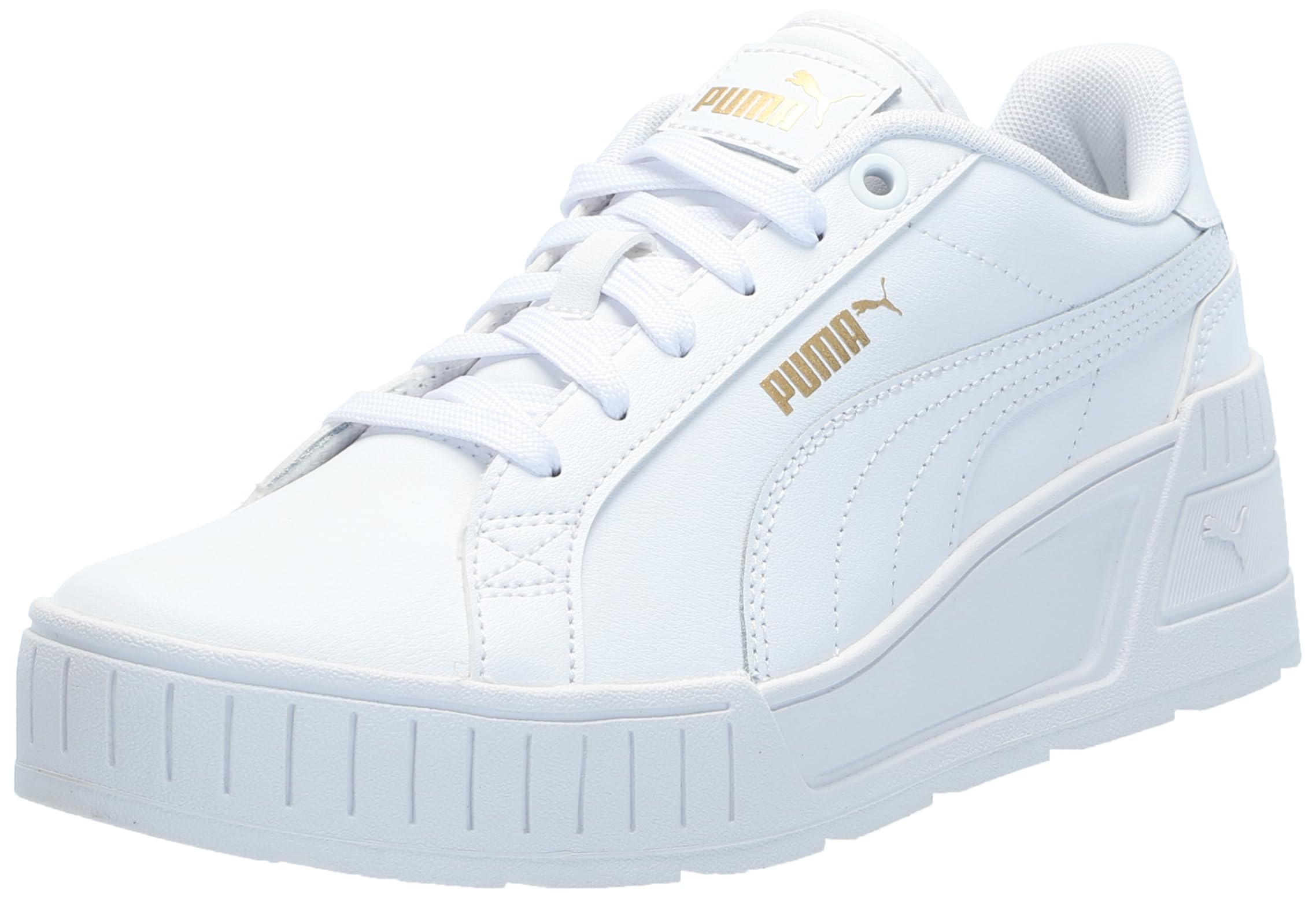 Women's Karmen Wedge, Puma White-Puma White-Gold, 8
