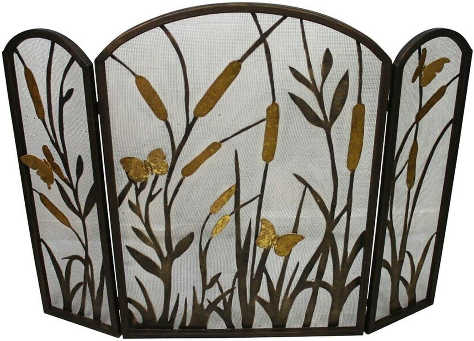 Fireplace Screens Fire Screens Three-Panel Fireplace Screen With Mesh Backing Fireplace Screen Flat Fireplace Screens Decorative Anniversary