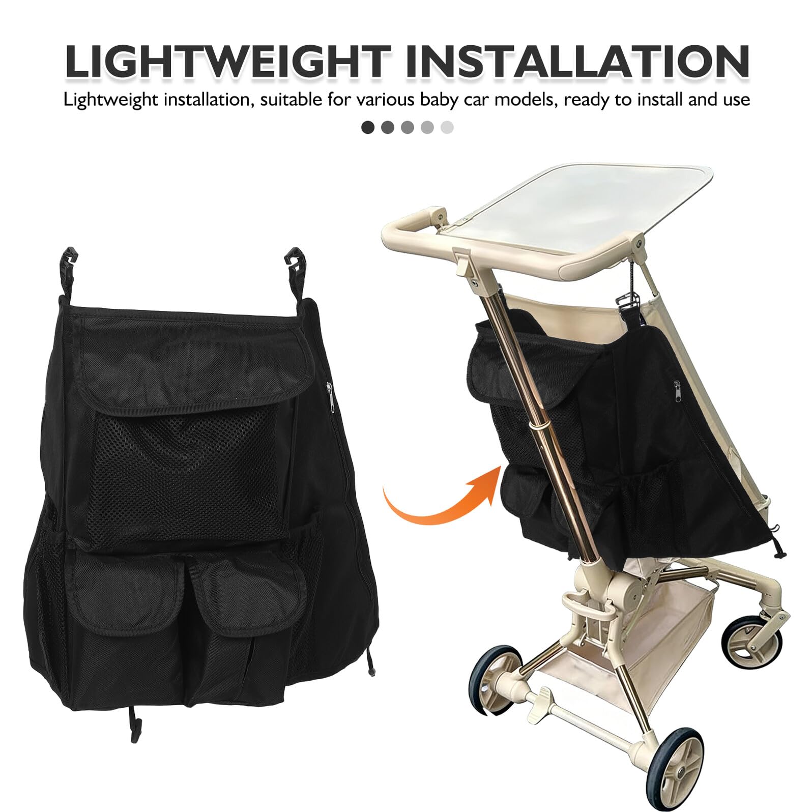 ERINGOGO Organizador de Cochecito Grande, Bolso Colgante Negro
