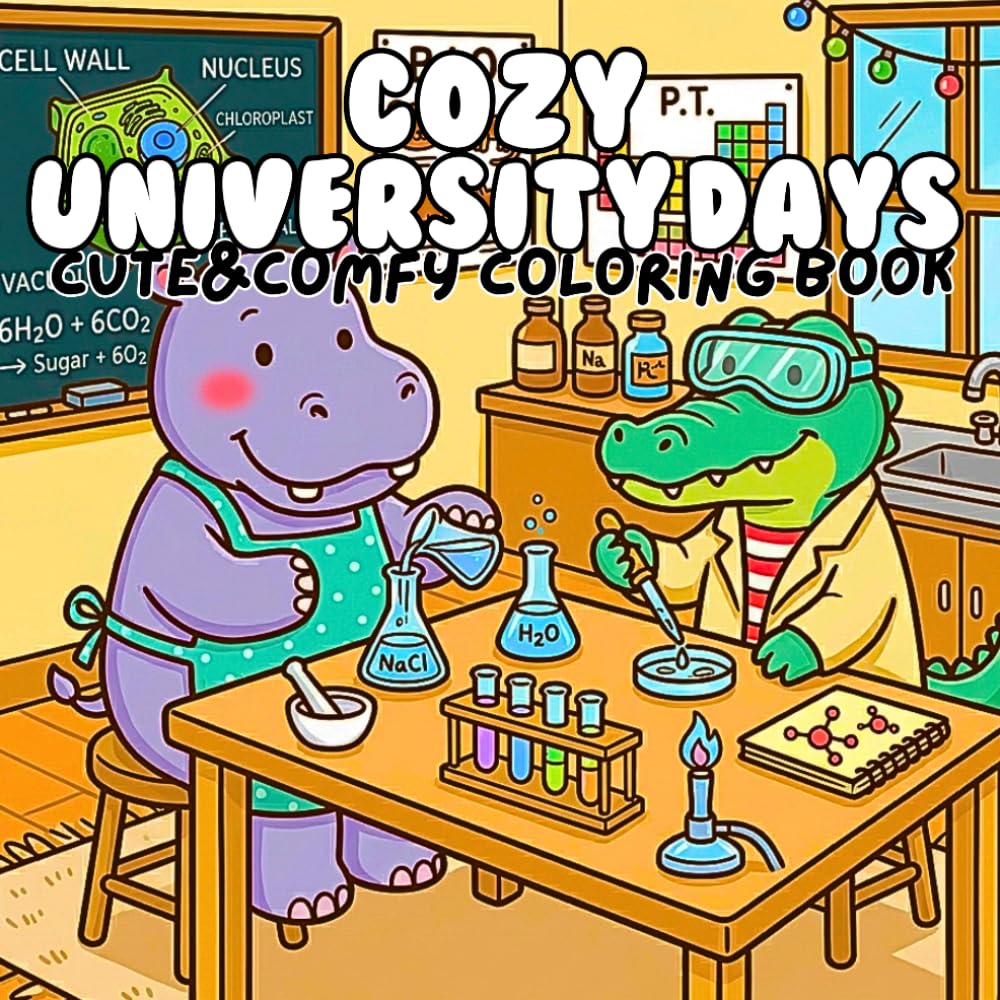 Cozy University Days Cute & Comfy Coloring Book: Campus Life Scenes Featuring Study Sessions Dorm Moments Coffee Breaks Friendships and Relaxing College Adventures