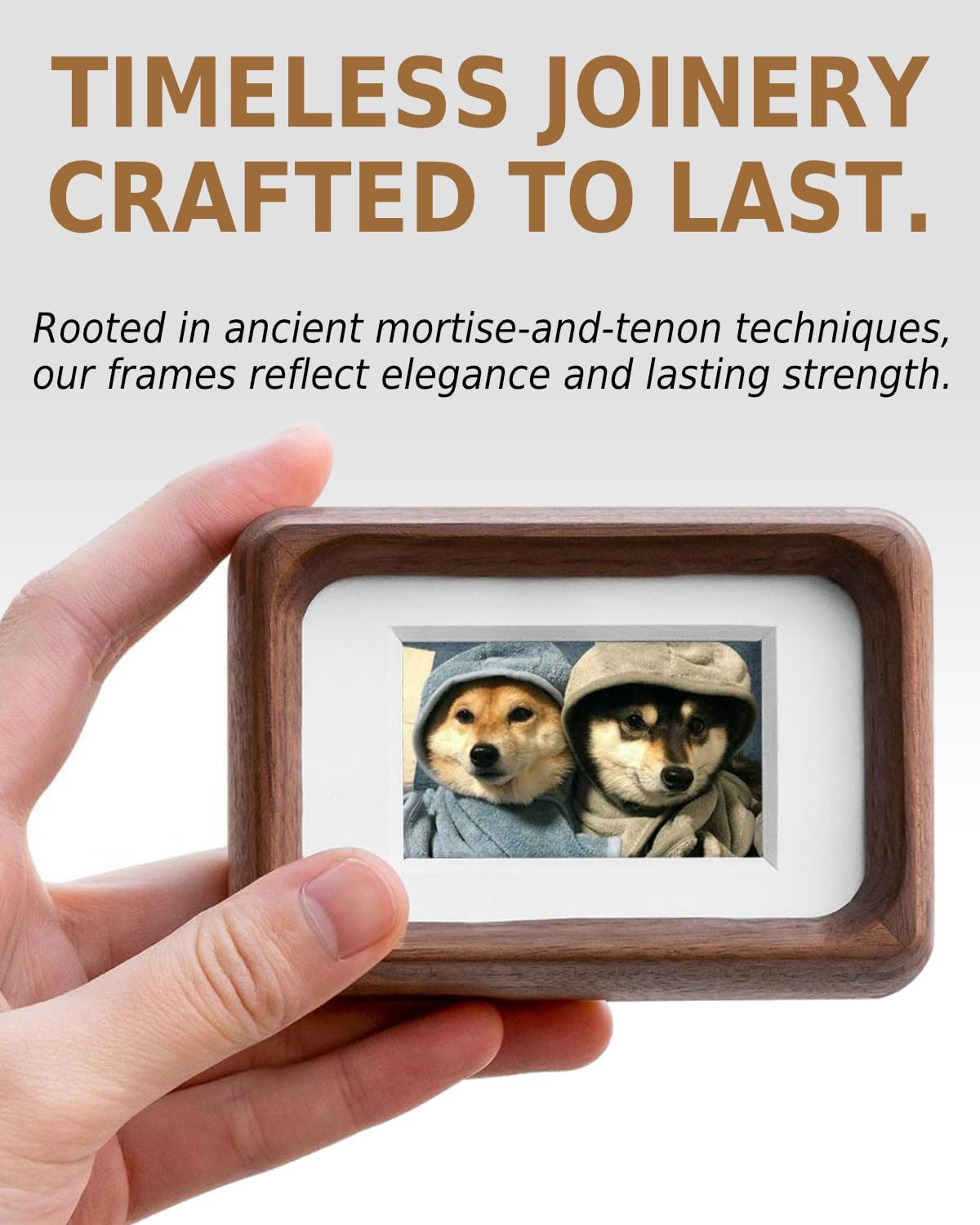 2.5x3.5 Solid Wood Photo Frame (Set of 2), Walnut Small Picture Frame with 2mm Mat for Kpop Photocard & Instax Mini, Real Glass