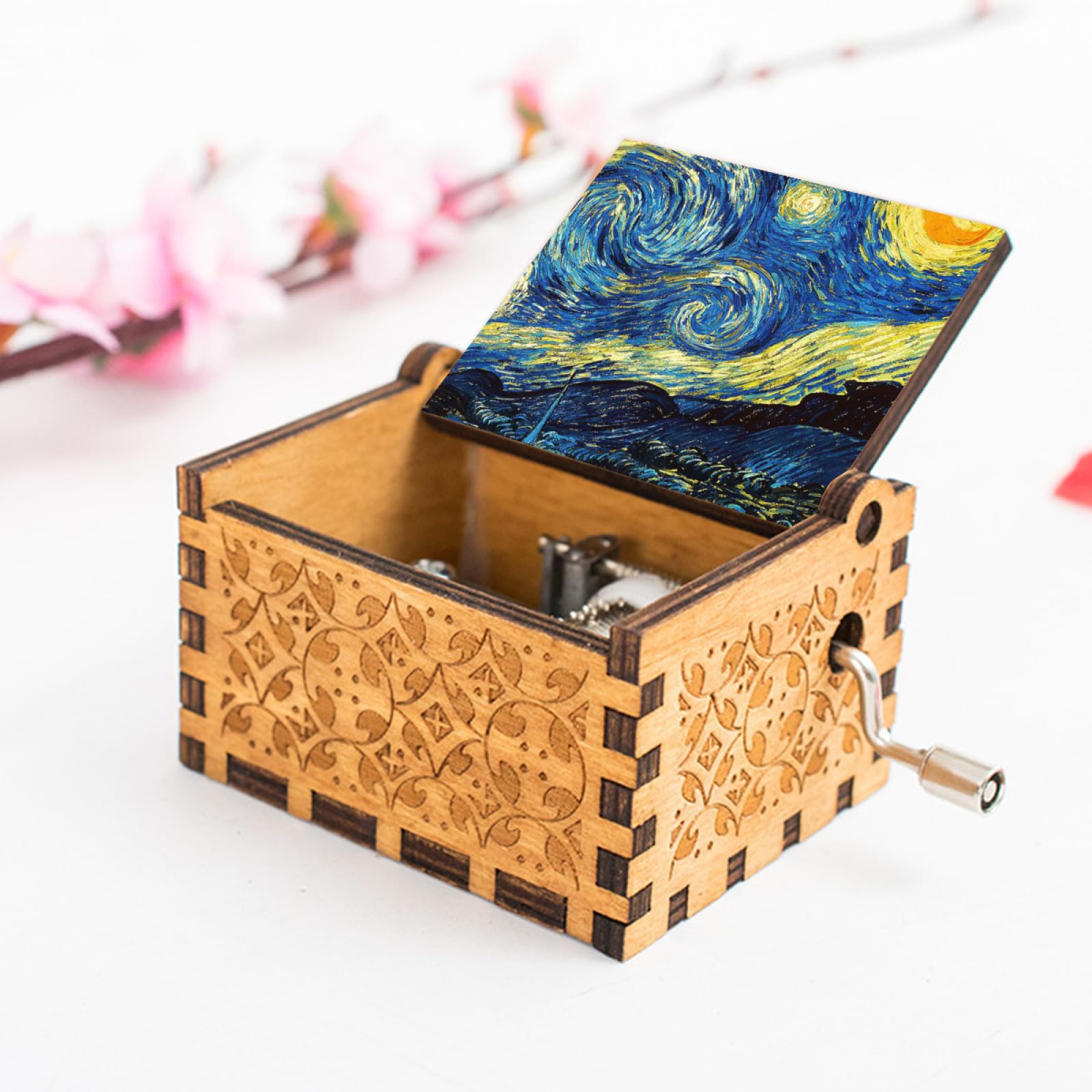 Amazon.co.jp: ゴッホ 星月夜 オルゴール 木製 Music Box ミュージック