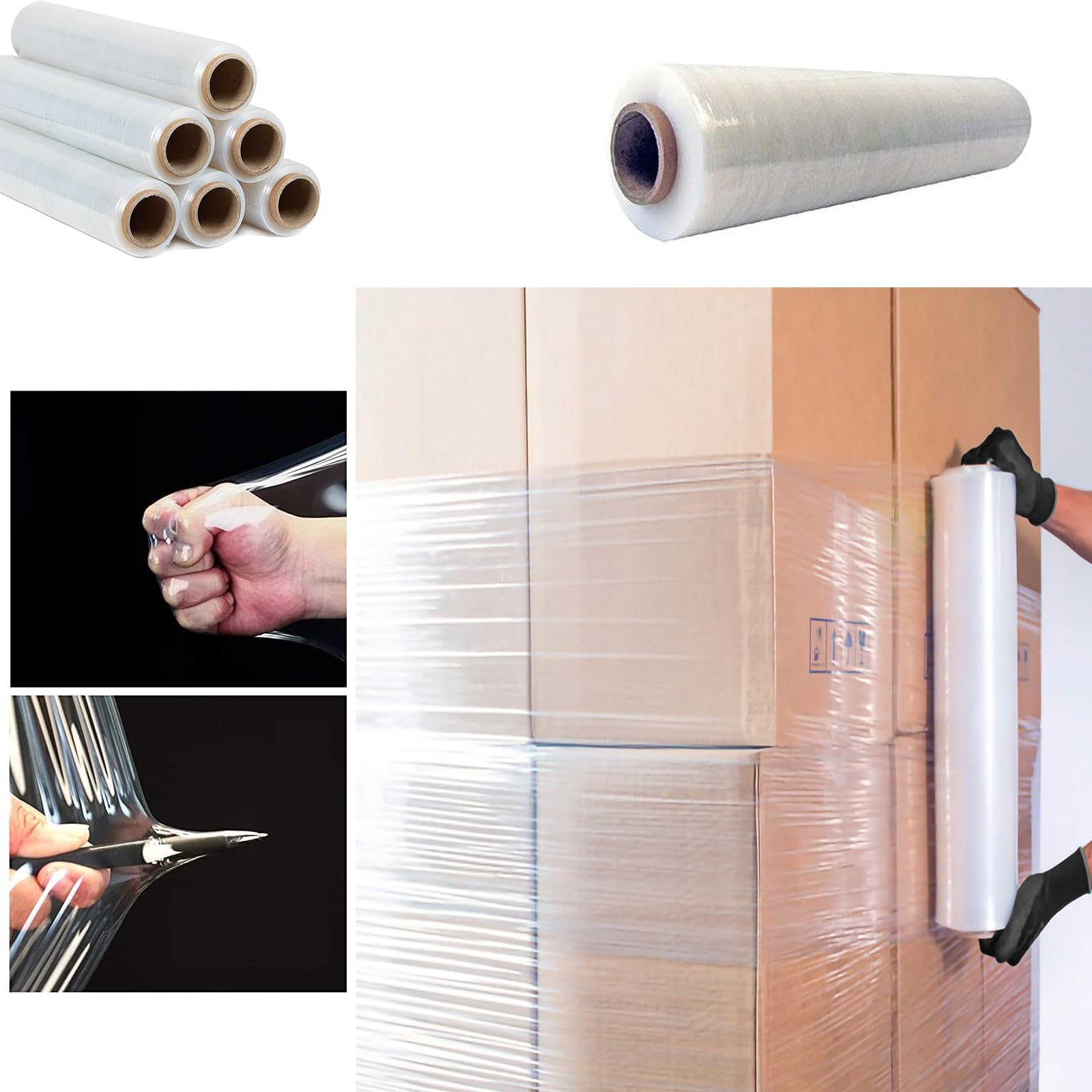 Super Mundo - Film Transparente para Embalaje Plástica retráctil de 50cmx200m y 23 micras, Alta Elasticidad para Palets, Mudanzas y Envíos (Transparente, 1 Rollo)