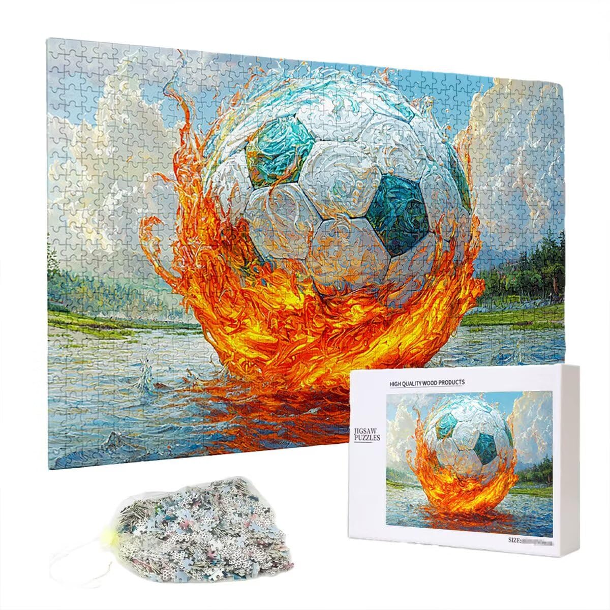 Puzzle 5000 sztuk piłki nożnej dla dorosłych, abstrakcyjne drewniane puzzle dla dorosłych, trudne drewniane łamigłówki, rodzinne gry edukacyjne, łamigłówki z pudełkiem na prezenty dekoracje do domu