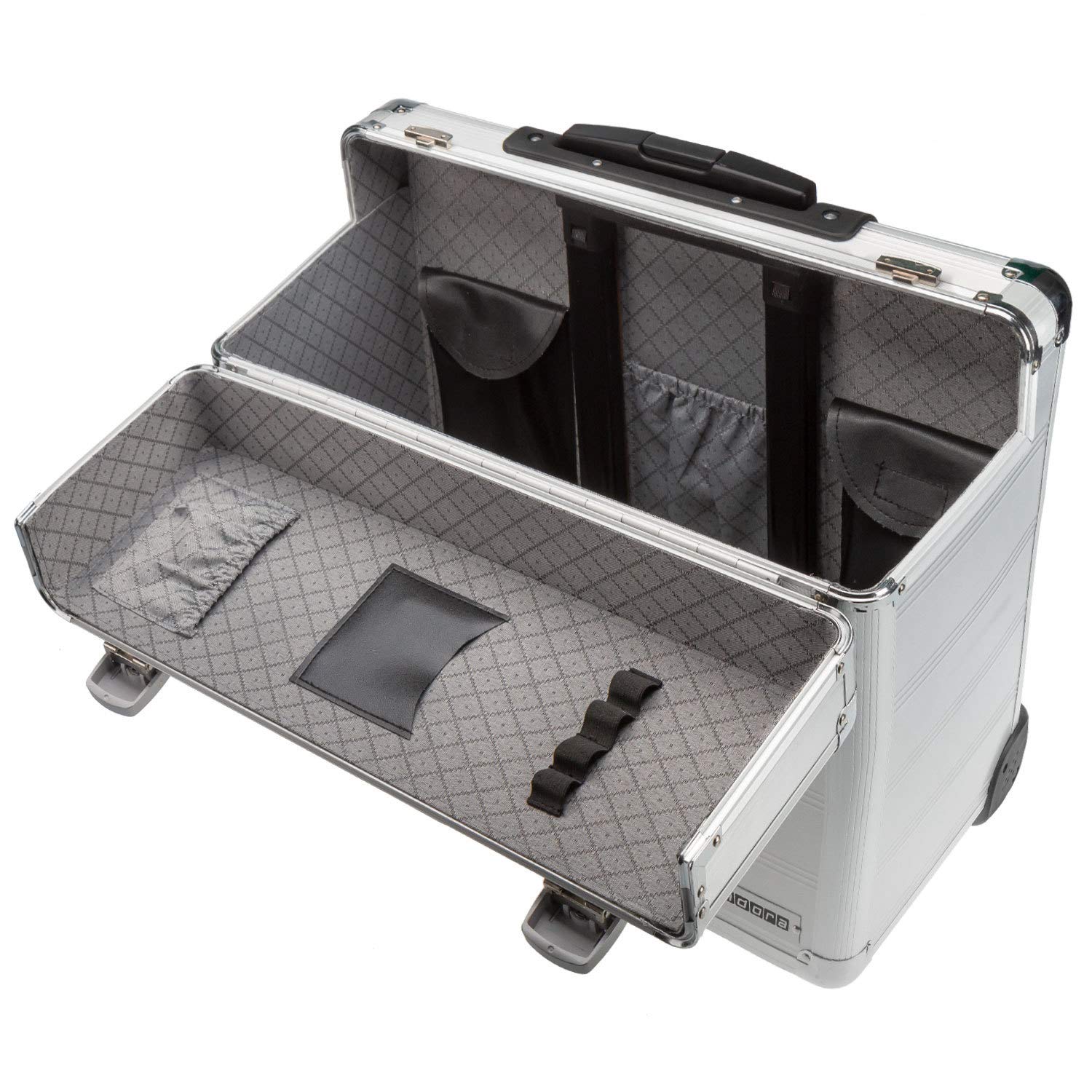 Business Trolley Pilotenkoffer Laptopfach TSA Schlösser Aluminium Oberfläche Silber