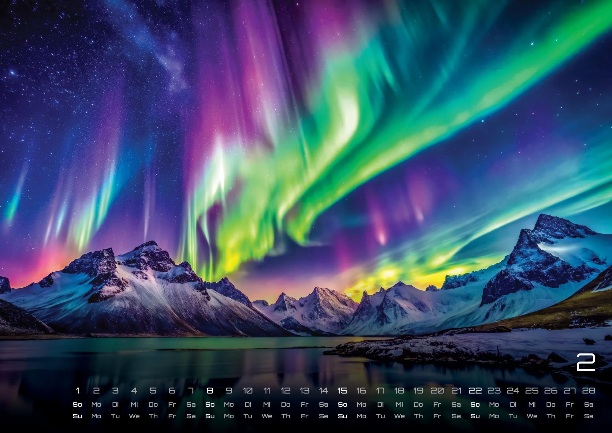 Polarlichter - grandiose Naturschauspiele - 2026 - Kalender DIN A2: Der Wandkalender mit den schönsten Motiven der Polarlichter im hohen Norden für ... extragroßen Format DIN A2 (ca. 60 x 42 cm)!