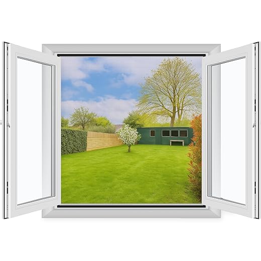 MYCARBON Lot de 4 Moustiquaires Fenêtre Sans Perçage 130x150cm, Toile Moustiquaire Filet Fenêtre Anti Moustique avec Bande Adhésive Store Auto Agrippante, Découpable à la Dimension Souhaitée, Blanc