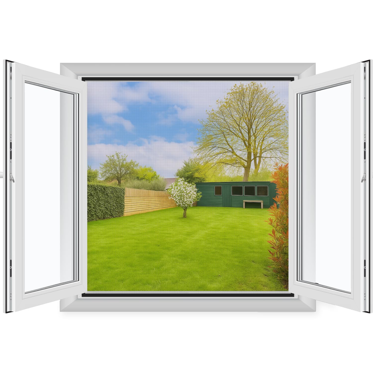 MYCARBON 1 Stück Fliegengitter Fenster 130x150cm, zuschneidbar, ohne Bohren, Insektenschutz für Fenster, Schwarz