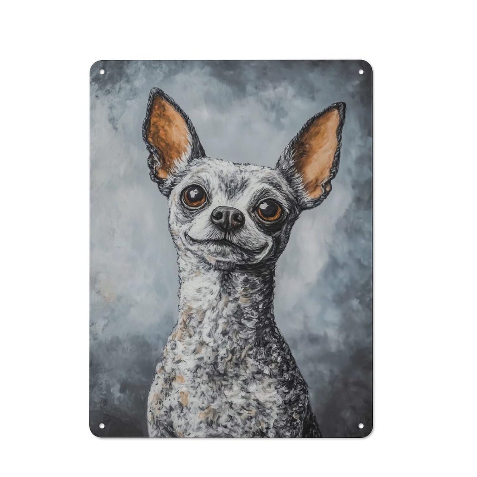 Junmoney Style-19 Garage Style Decorative Metal Plaque 40X30cm Featuring Chihuahua Portrait, Garage Wall Decor For Garage, Workshop, Shed Or Utility Room