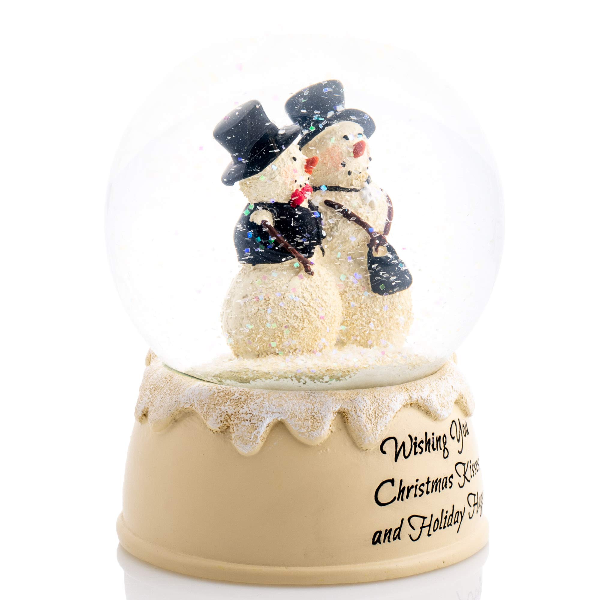 スノードーム 雪だるまとカップル Amazon.co.jp: Elanze Designs カップルキスとハグ 冬用 ホワイト 6 x