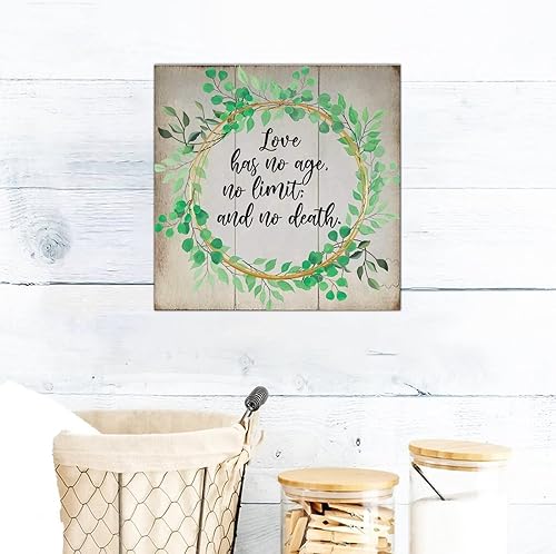 Miniatura 4 de Arupkeer Love Has No Age No Limit and No Death Wood Sign Wood Hanging Sign Retro Family Phrase Wood Wall Hanging Decoration for Bedroom Living Room