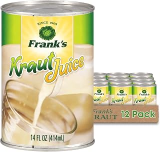 Frank’s Kraut Juice 14oz Cans (12 Pack) – Tangy Sauerkraut Juice from Naturally Fermented Cabbage | Gluten-Free, Vegan, Shelf-Stable | Great for Drinking, Cooking & Gut Health