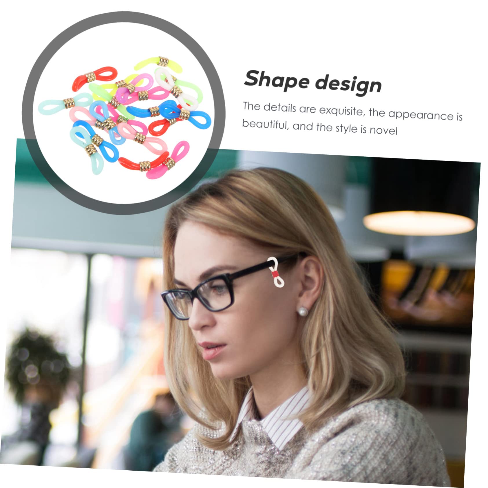 LIFKOME Connecteurs de Chaîne pour Cordon Lunettes et Usage Quotidien Sport Antidérapants en Silicone et Métal, Lot de 60 Pièces, Accessoires Réglables Couleur Aléatoire pour Lunettes