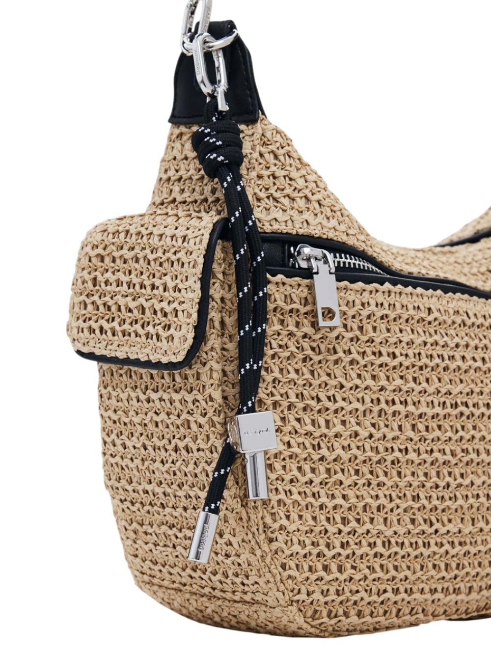 Desigual Damska 25SAXO17 Bag_Half Raffia AS logo, biała