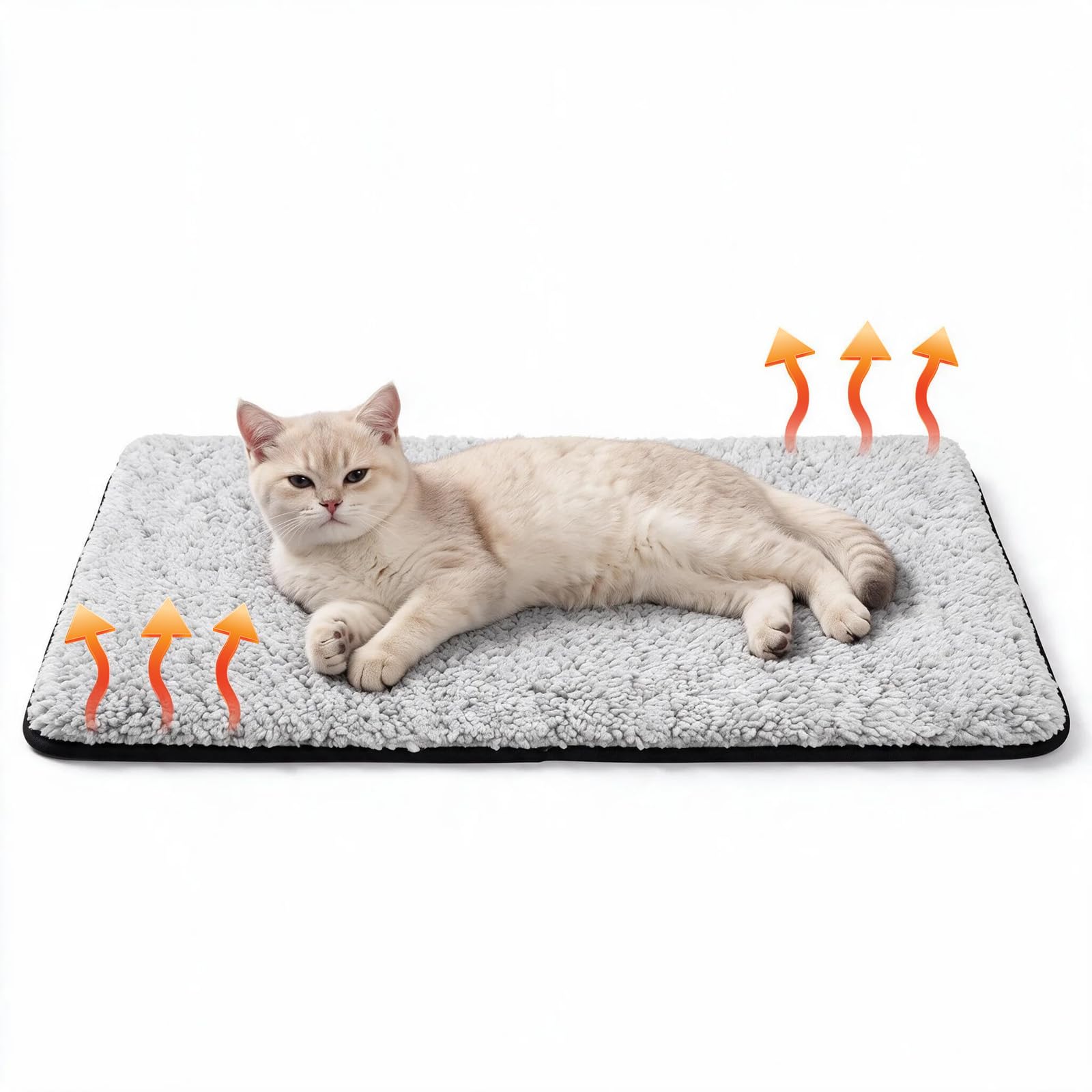 Aitsite Self Warming Cat Bed, 64 x 49cm Self Heating Pet Mat Cozy Calming Cat Blanket, Electric Free Heating Pad, Non Slip Machine Washable for Kittens and Senior Cats Indoor and Outdoor Use