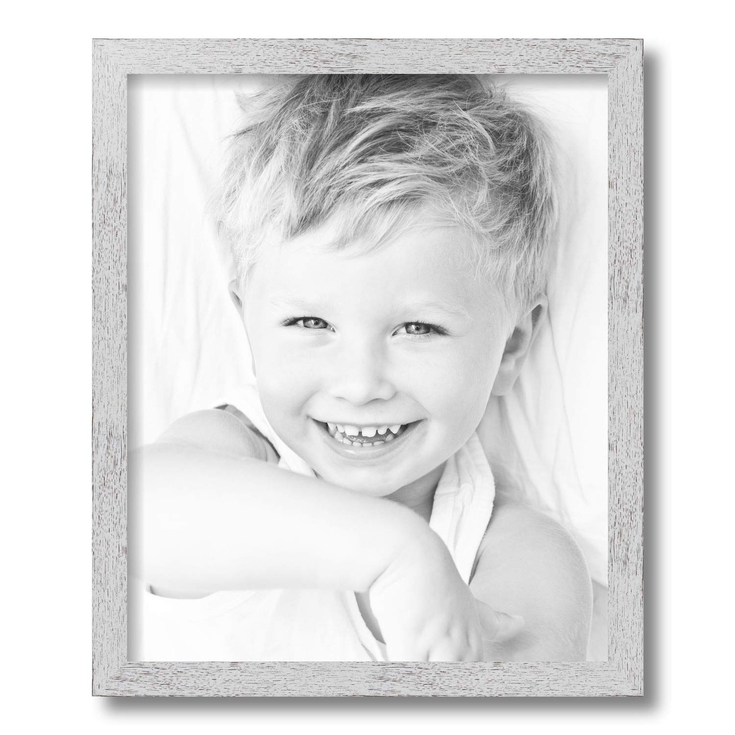 ArtToFrames 14x17 inch Eggshell Rustic Barnwood Wood Picture Frame, 2WOM0066-1343-YWHT-14x17