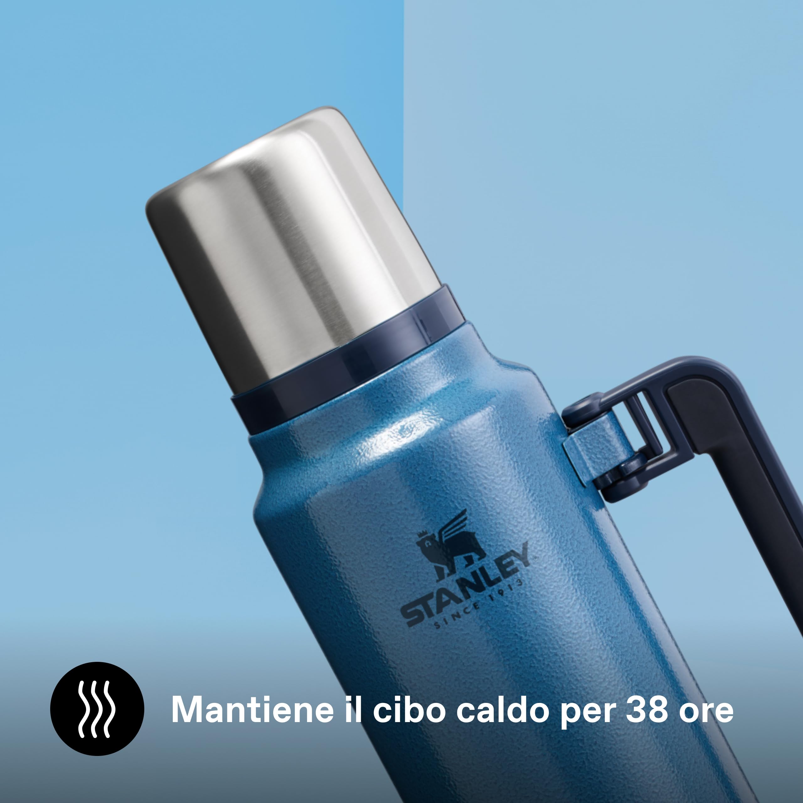 Stanley 1913 Classic Legendary Thermos 1.4L - Hammertone Lake | Mantiene La Temperatura 40 Ore (Caldo/Freddo) - Borraccia Termica - Senza BPA - Acciaio Inox - Termos