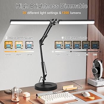 2-in-1 LED Desk Lamp, 24W Brightestwith Table Lamp with