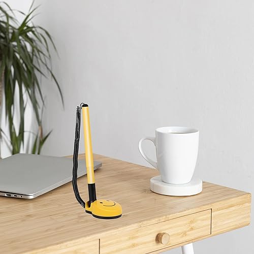 Miniatura 7 de Performore Paquete de 8 bolígrafos seguros para mostrador con cable de plástico seguro unido a la base trasera adhesiva, soporte para bolígrafo con